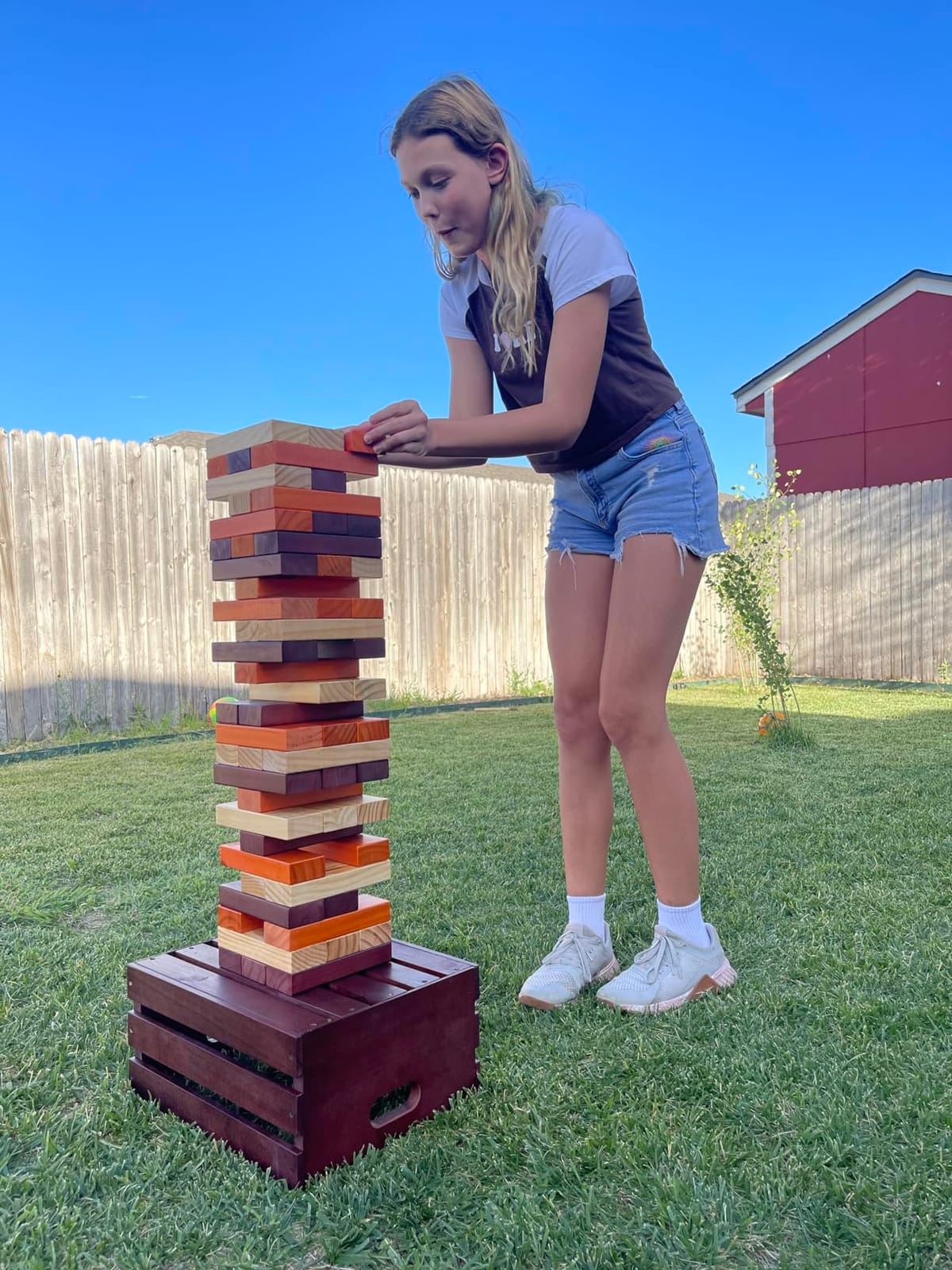 Swooc Games - Reclaimed Giant Tower Game (Weather Resistant) 60 Blocks + Storage Crate/Outdoor Game Table | Stacks up to 5ft | Giant Outdoor Tower for Adults | Large Yard Activity | Jumbo Lawn Fun customer photo 1
