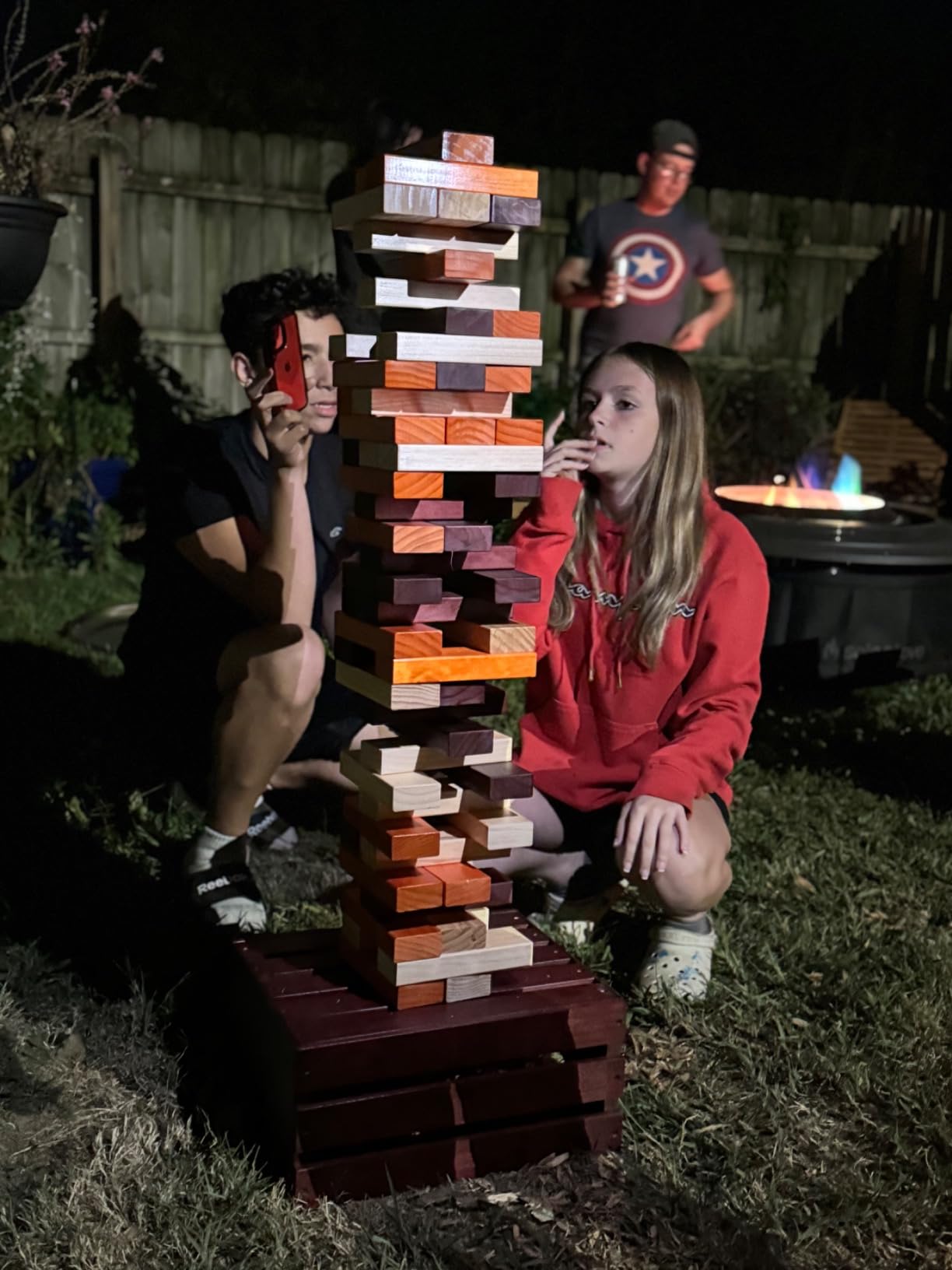 Swooc Games - Reclaimed Giant Tower Game (Weather Resistant) 60 Blocks + Storage Crate/Outdoor Game Table | Stacks up to 5ft | Giant Outdoor Tower for Adults | Large Yard Activity | Jumbo Lawn Fun customer photo 2