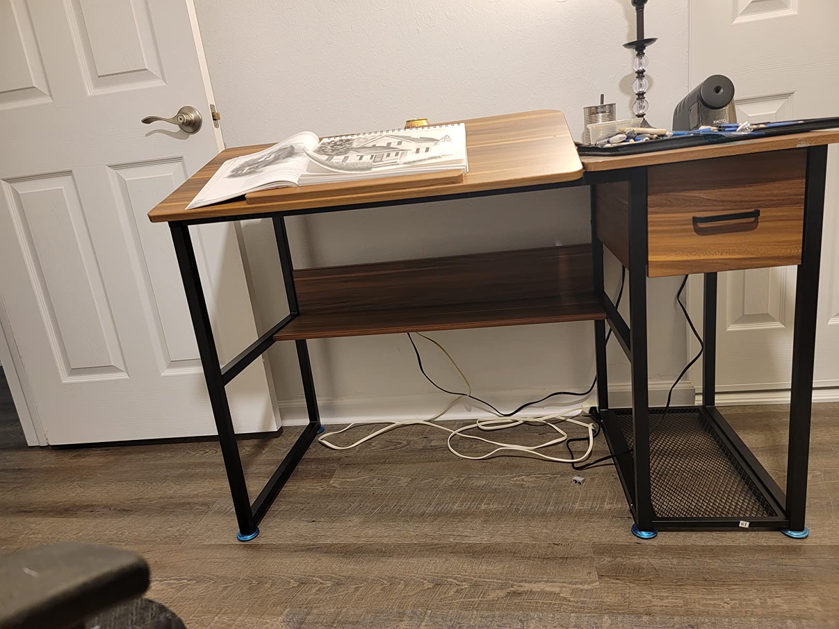 Tribesigns Drafting Table with Storage Drawers, Drawing Computer Desk Artist Craft Table customer photo 1