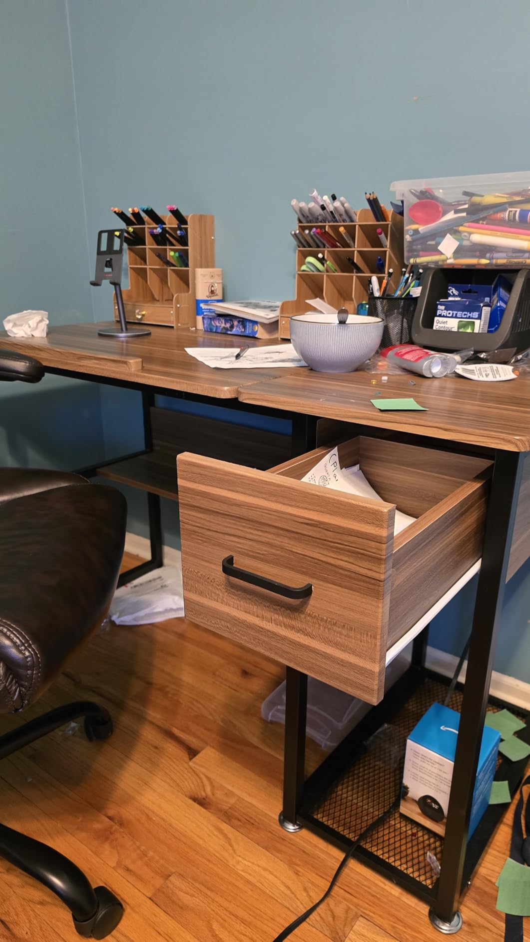 Tribesigns Drafting Table with Storage Drawers, Drawing Computer Desk Artist Craft Table customer photo 2