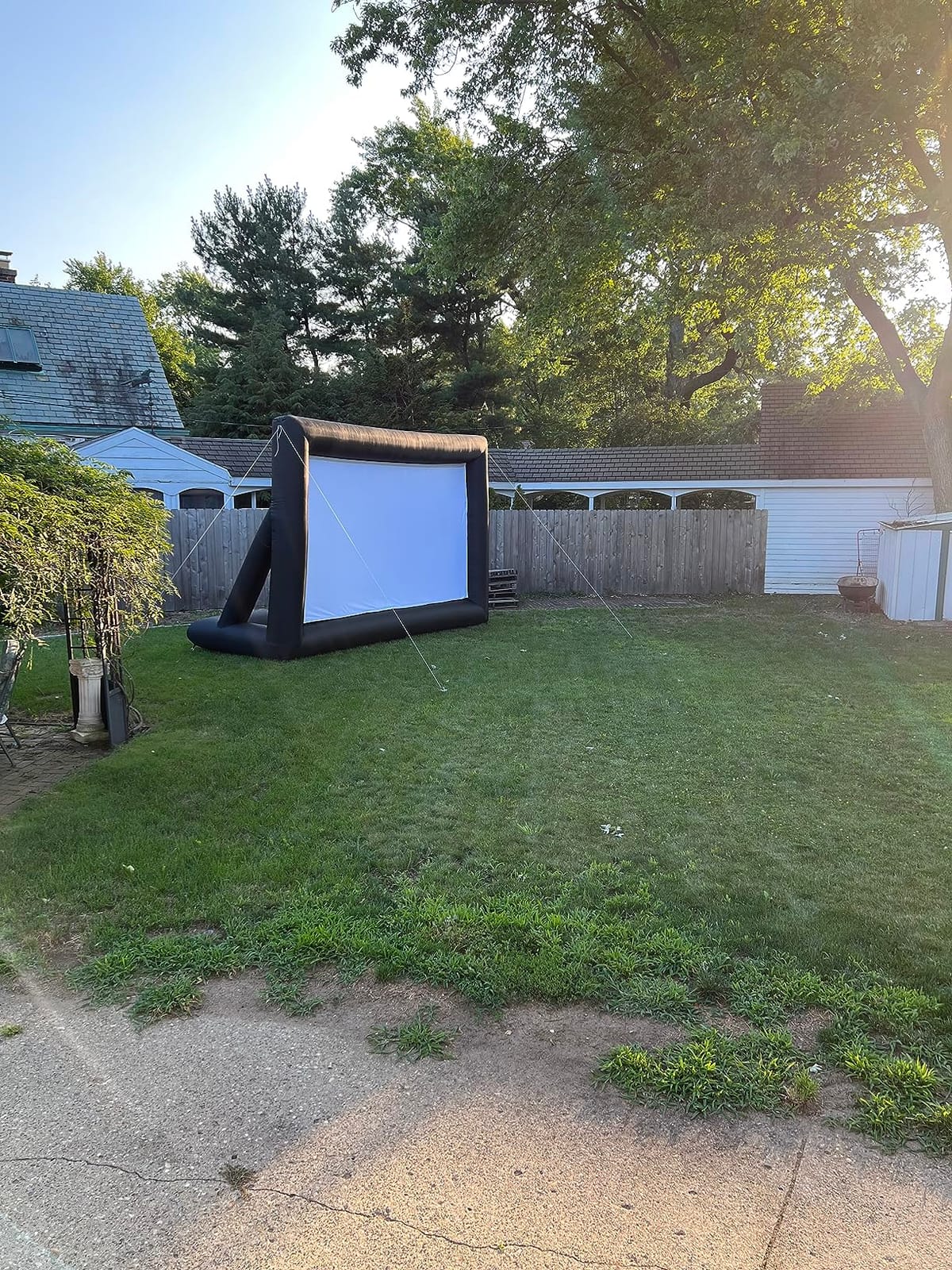 GYUEM 20 feet Inflatable Portable Projector Movie Screen - Huge Air-Blown Cinema Projection Screen Package with Rope, Blower, Tent Stakes - Front & Rear Projection, for Outdoor Party Backyard Pool Fun customer photo 2