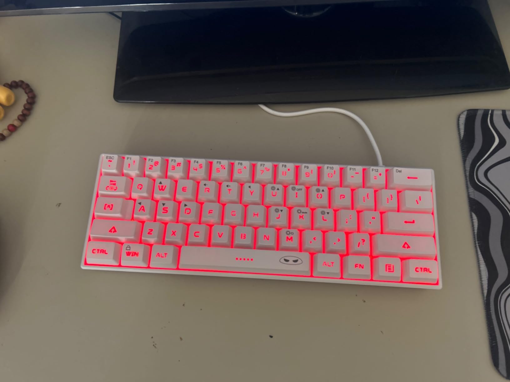 MageGee Mini 60% Gaming Keyboard, Upgrade RGB Backlit 61 Key Ultra-Compact Keyboard, TS91 Ergonomic Waterproof Membrane Mechanical Feeling Office Computer Keyboard for PC, MAC, PS4, Xbox ONE Gamer(White) customer photo 1