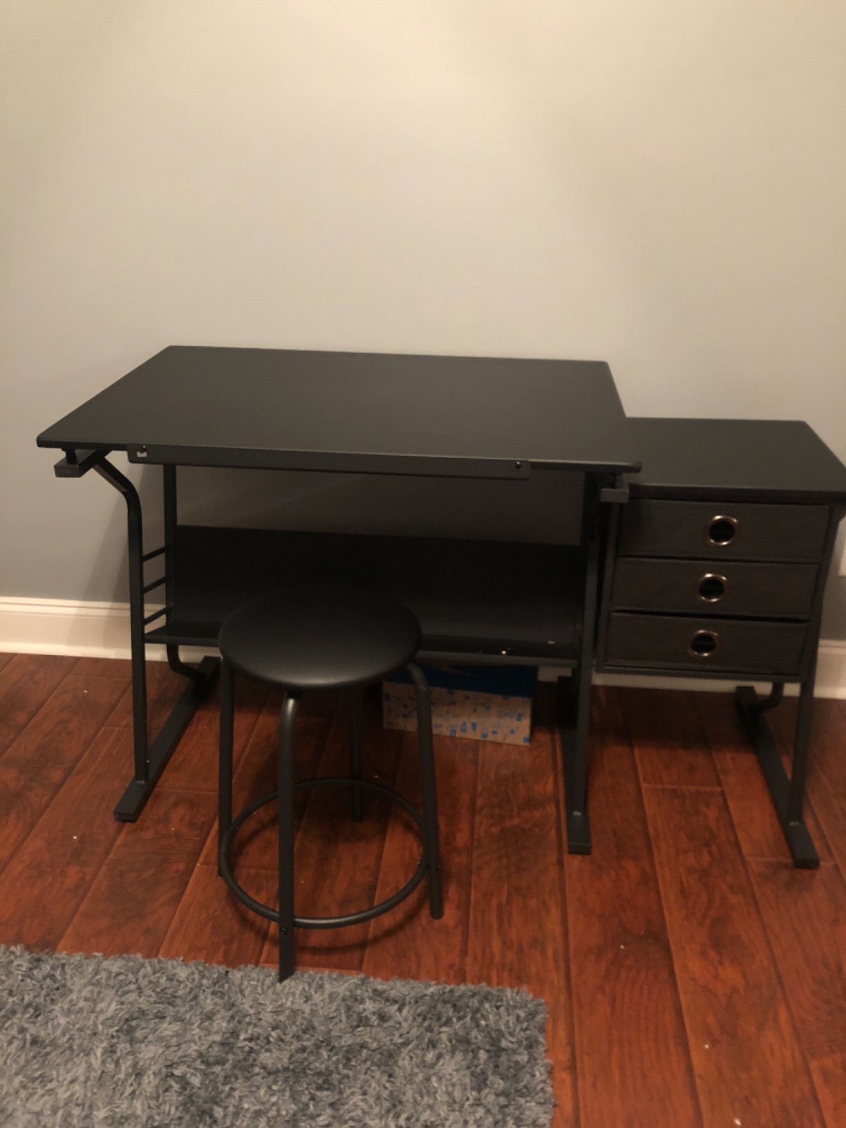 Yaheetech Tilting Drafting Table Art Craft Desk with Stool, Drawers, Black customer photo 2