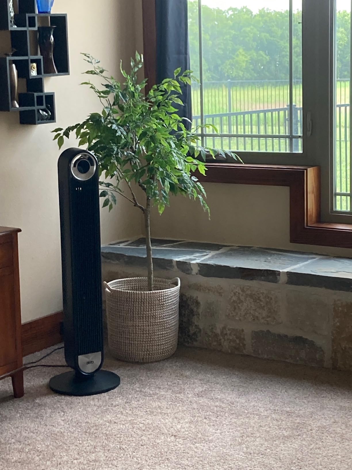 DREO Tower Fan for Bedroom, Upgraded DC 28ft/s Velocity, 9 Speeds | Quiet Standing Fan, 90° Oscillating Cooling Fan, 4 Modes, 12H Timer, Bladeless Fan Powerful for Home, Black customer photo 1