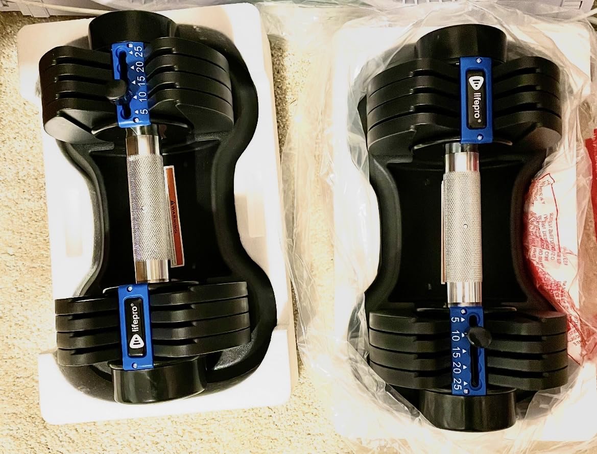 Lifepro Adjustable Dumbbells & Weights for Home Gym, Quick-Adjust | Choose from 2-55 lb adjustable weights in single, pair, or 3-in-1 options customer photo 2