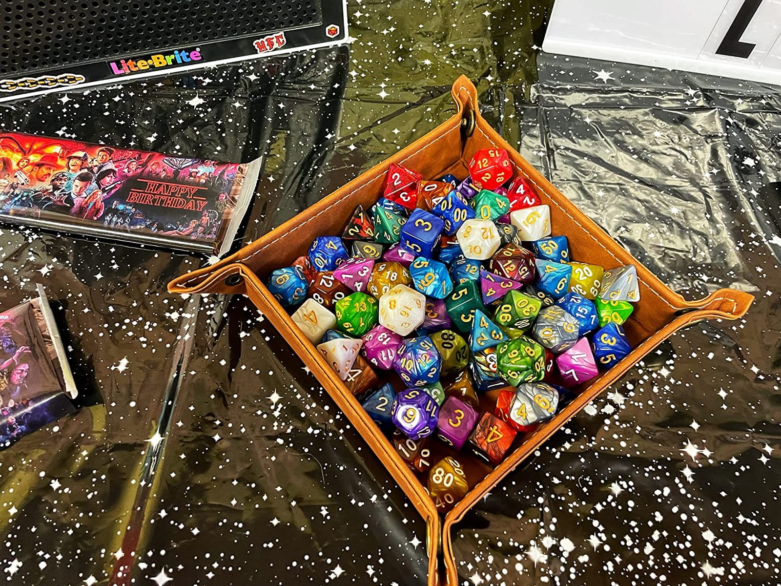 175 Pcs Bulk DND Dice Sets, Polyhedral RPG Dungeons and Dragons Dice, MTG | 25 Set, 25 Colors, D&D Dice, Large Flannel Bag, D4 to D20 Table Games, Pound of Dice, Party Favors customer photo 1