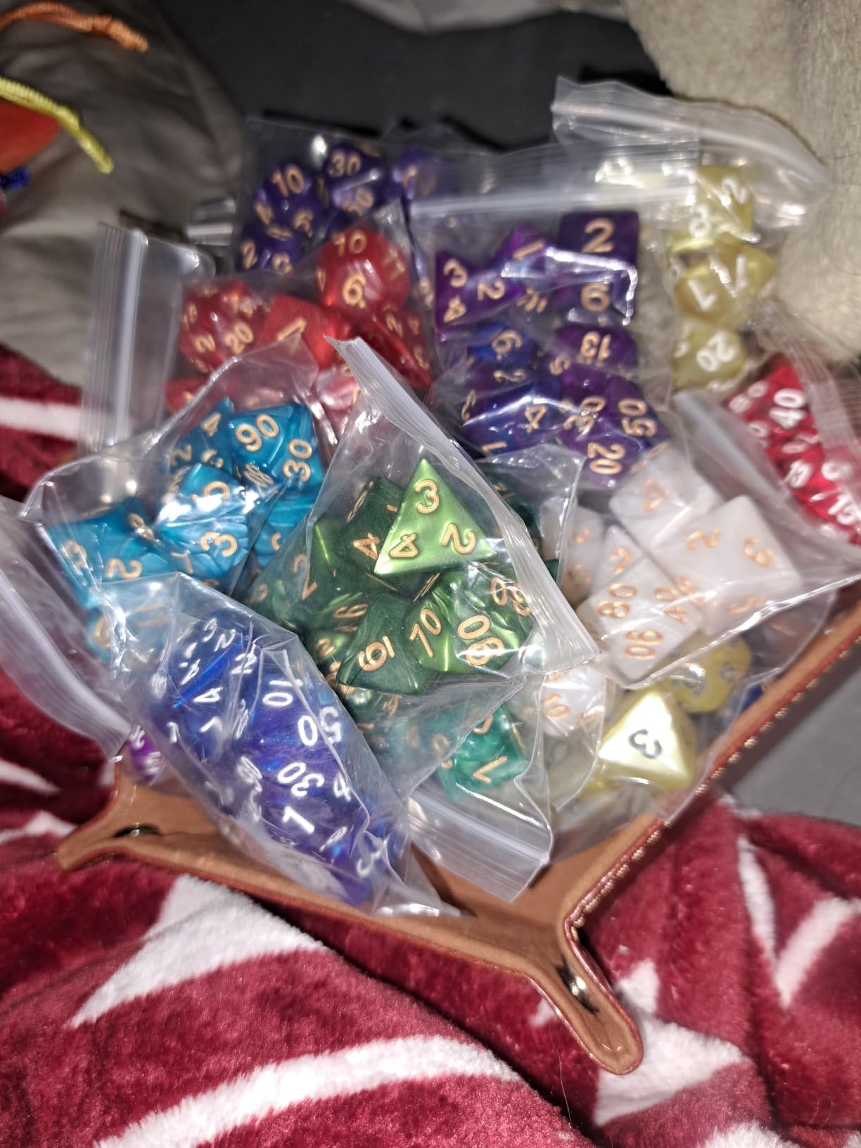 175 Pcs Bulk DND Dice Sets, Polyhedral RPG Dungeons and Dragons Dice, MTG | 25 Set, 25 Colors, D&D Dice, Large Flannel Bag, D4 to D20 Table Games, Pound of Dice, Party Favors customer photo 2