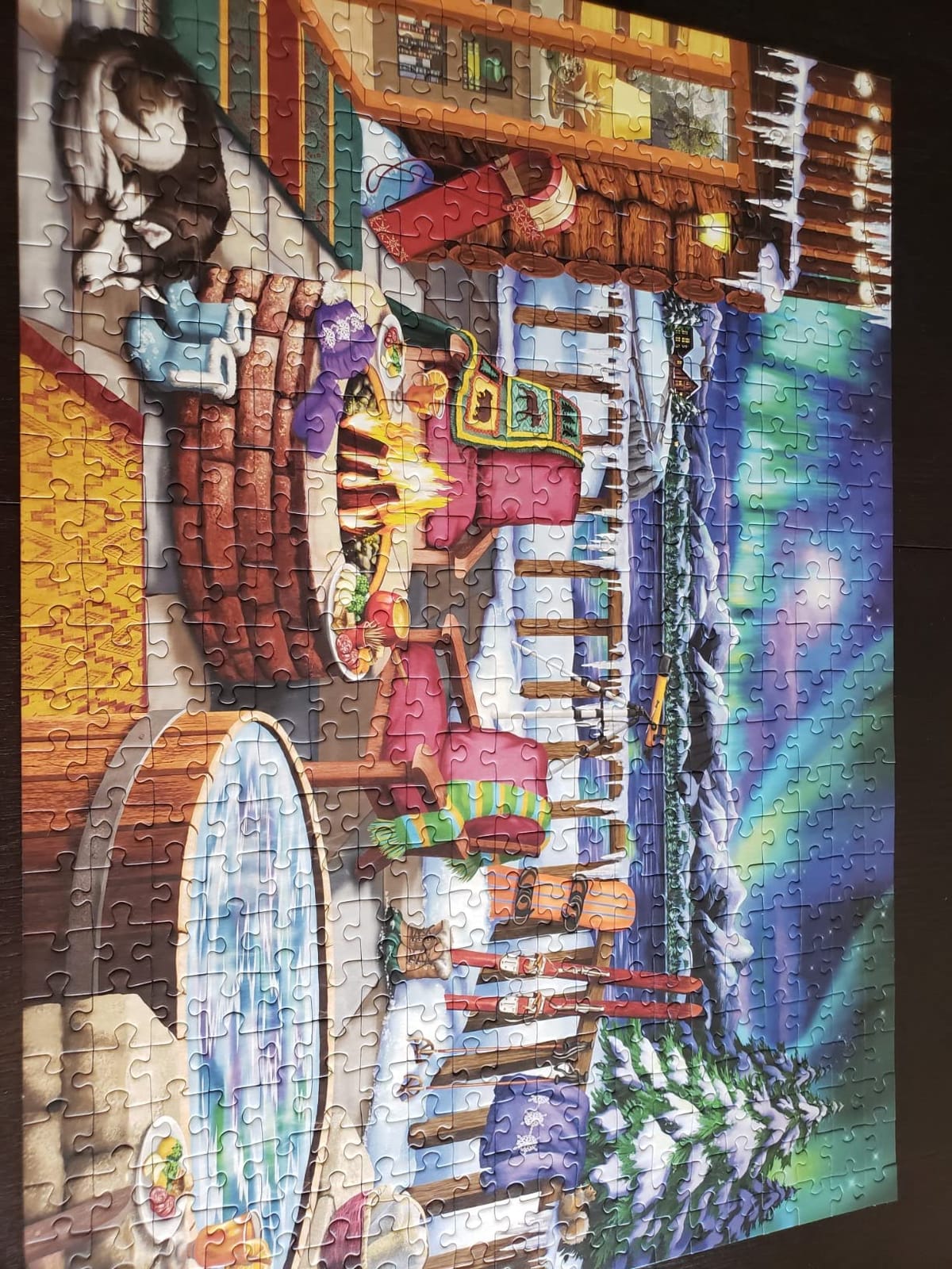 Ravensburger - Northern Lights - 500 Piece Large Format Jigsaw Puzzle - Stunning, Bold, Vivid Image of The Phenomenon - Warm Fireside Cabin - Premium Quality - Puzzles for Adults customer photo 2