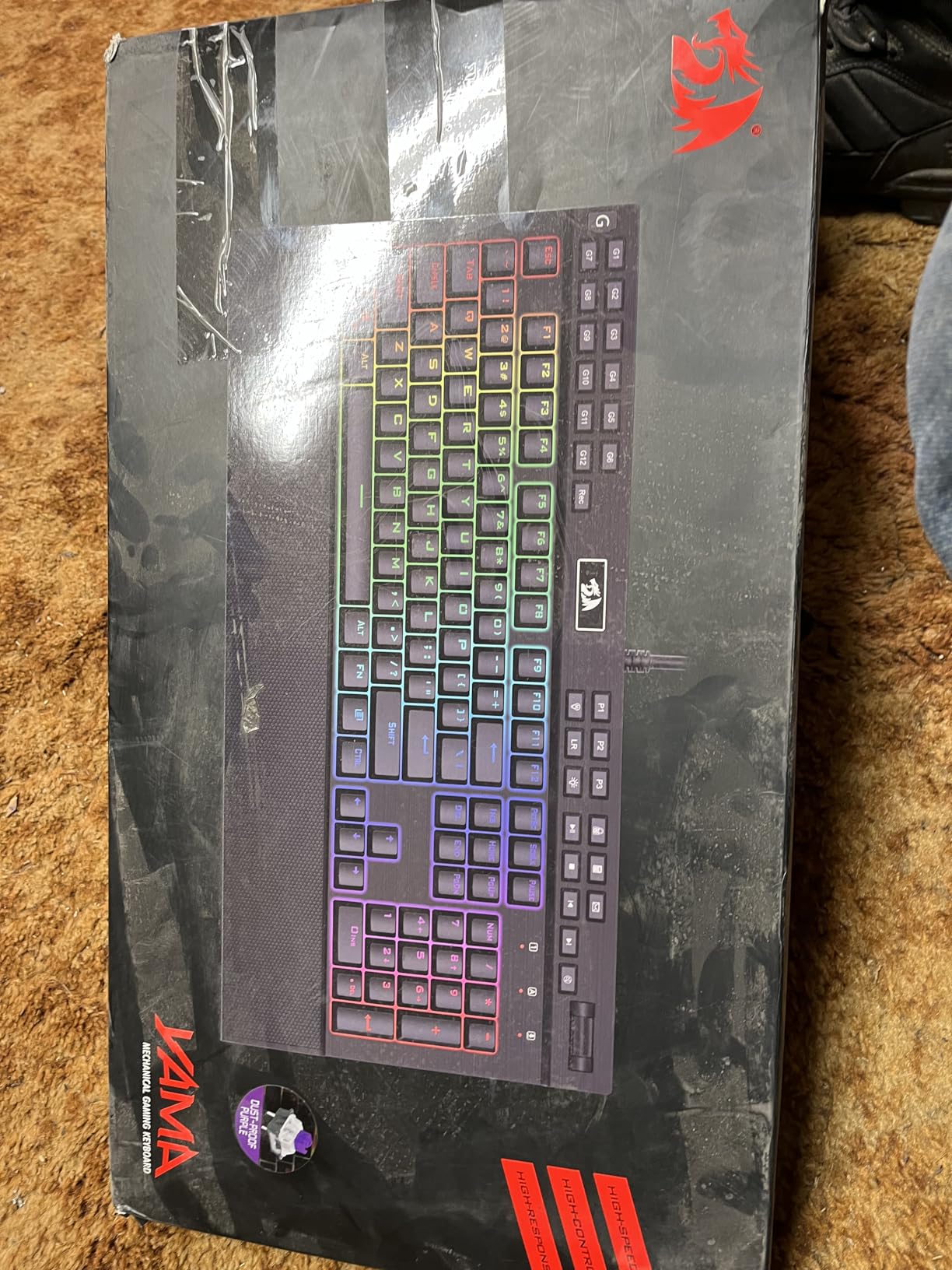 Redragon K550 RGB Gaming Keyboard, 104 Keys + 12 Macro G Keys Wired Mechanical Keyboard w/Aluminum Top Plate, Custom Clicky Purple Switch, Extra USB Port & Wrist Rest customer photo 1