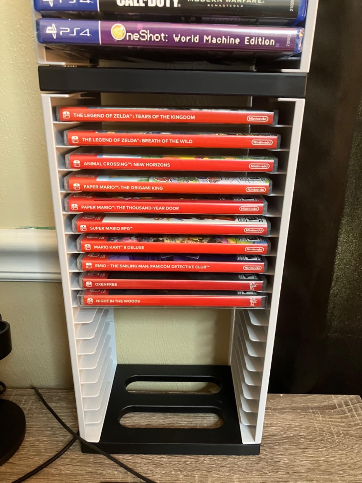 Video Game Storage Tower for PS5/PS4, 36 Disc Game Holder 6.6 x 4.7 x 29 In | Video Game Shelf Organizer, PS5 Game Case Stand, Space-Saving Vertical Design, White, ABS, Easy Snap Assembly customer photo 2