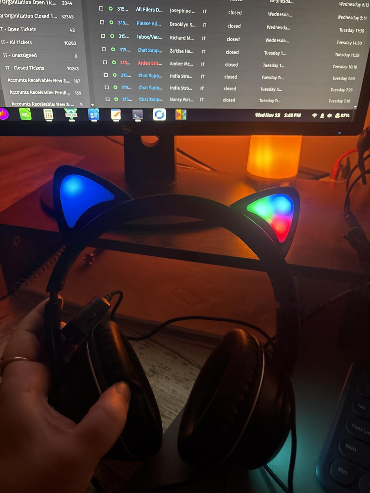 Cat Ear Gaming Headphones Wired AUX 3.5mm with LED Light, VIGROS Flashing Stereo Game Headphones Surround Sound Over-Ear Headsets with Microphone Fit Kids & Adult for PC, PS4, Switch, Mobile, Laptop customer photo 2