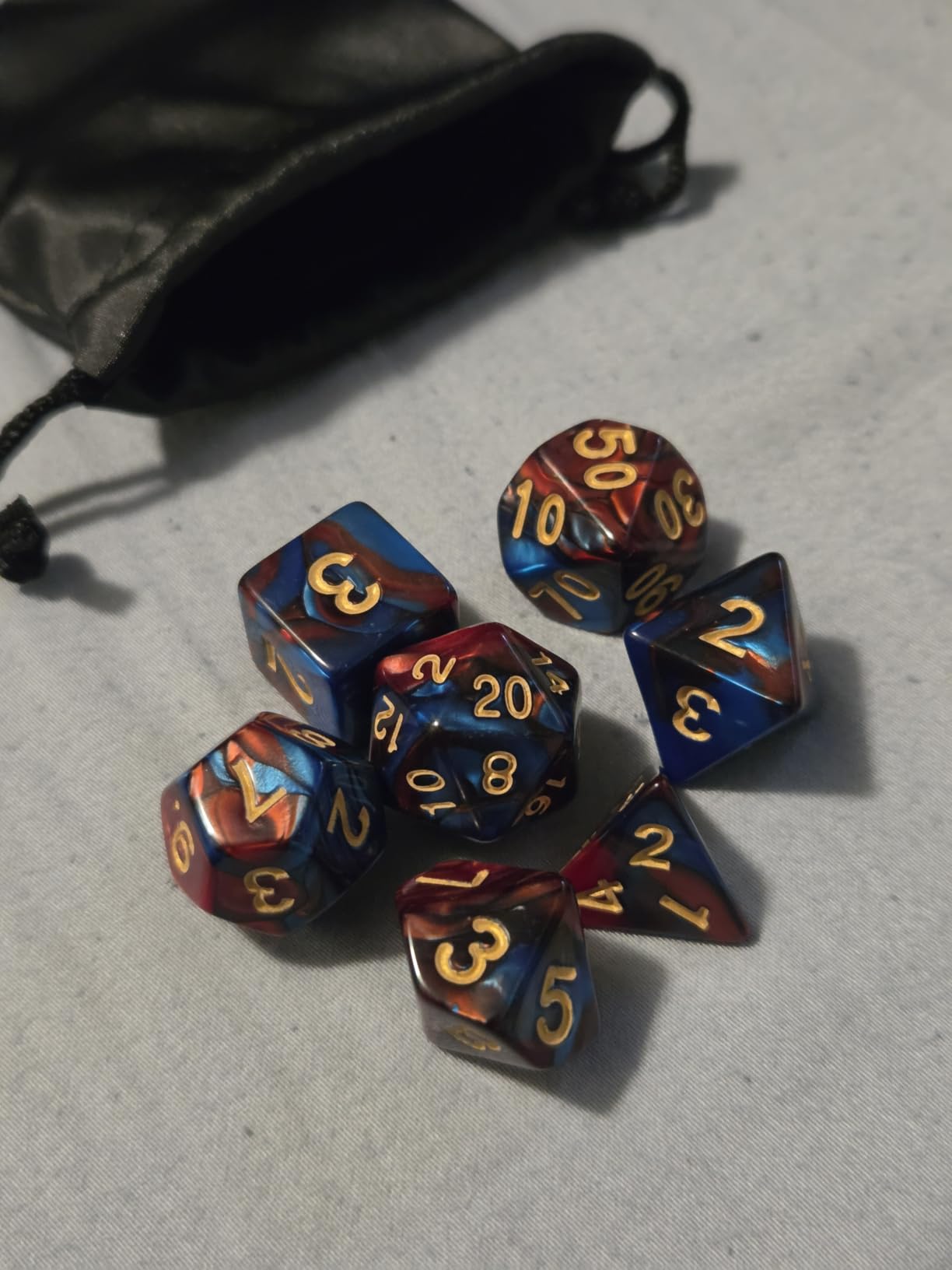 DND Dice Set Dark Blue Mix Black Nebula Dice for Dungeon and Dragons D&D RPG Role Playing Games 7Pcs Polyhedral Dice with Dice Bag customer photo 1