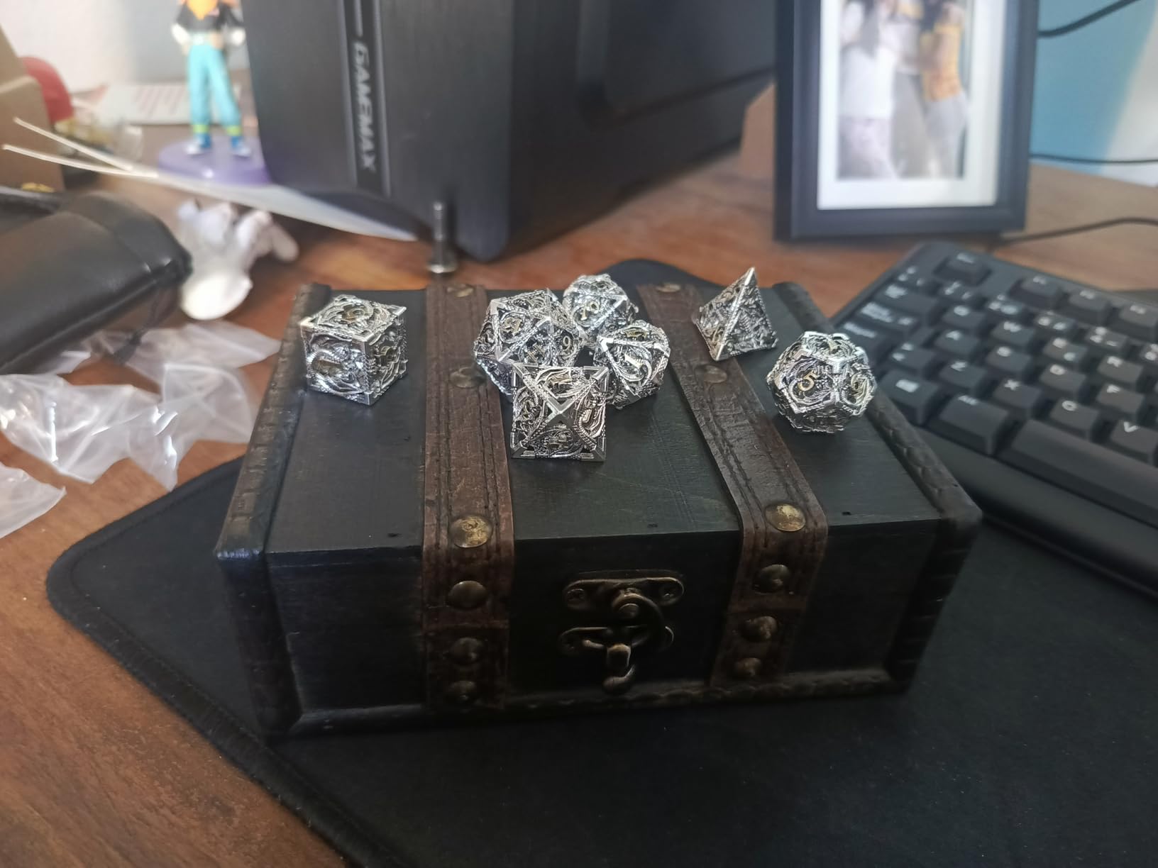AncientDeer DND Dice Set 7 Pieces D&D Pure Copper Hollow Polyhedral | DND Dice W/ Gift Box & Dice Bag for DND RPG Explorers Savage World and Table DND Dungeons and Dragons Role Playing customer photo 2