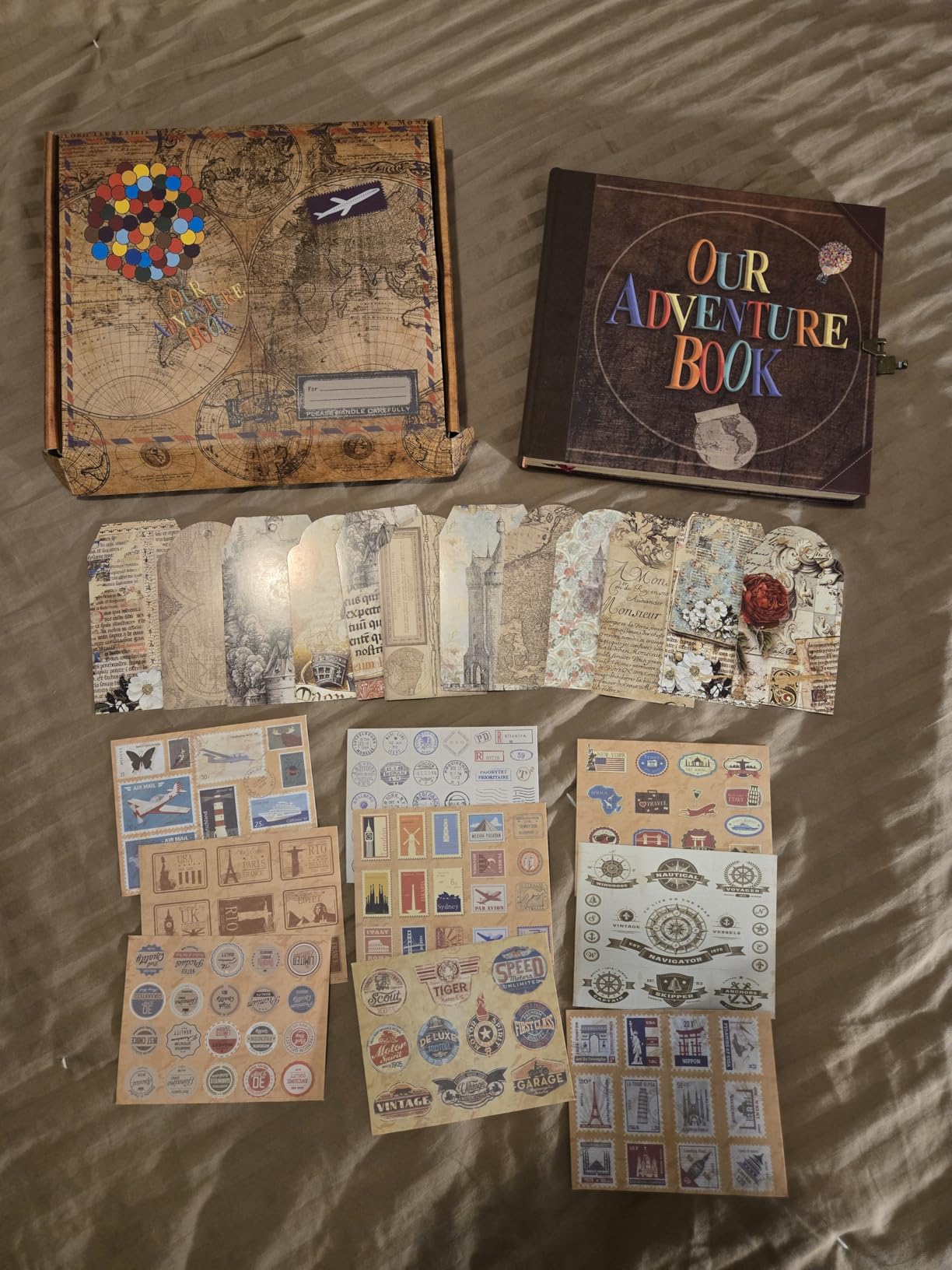 JIMBON Our Adventure Book Scrapbook Photo Album Retro Style Embossed Letter Cover Travel Diary Journal Scrap Book Kit For Couples, Memory Book For Anniversary Wedding customer photo 2