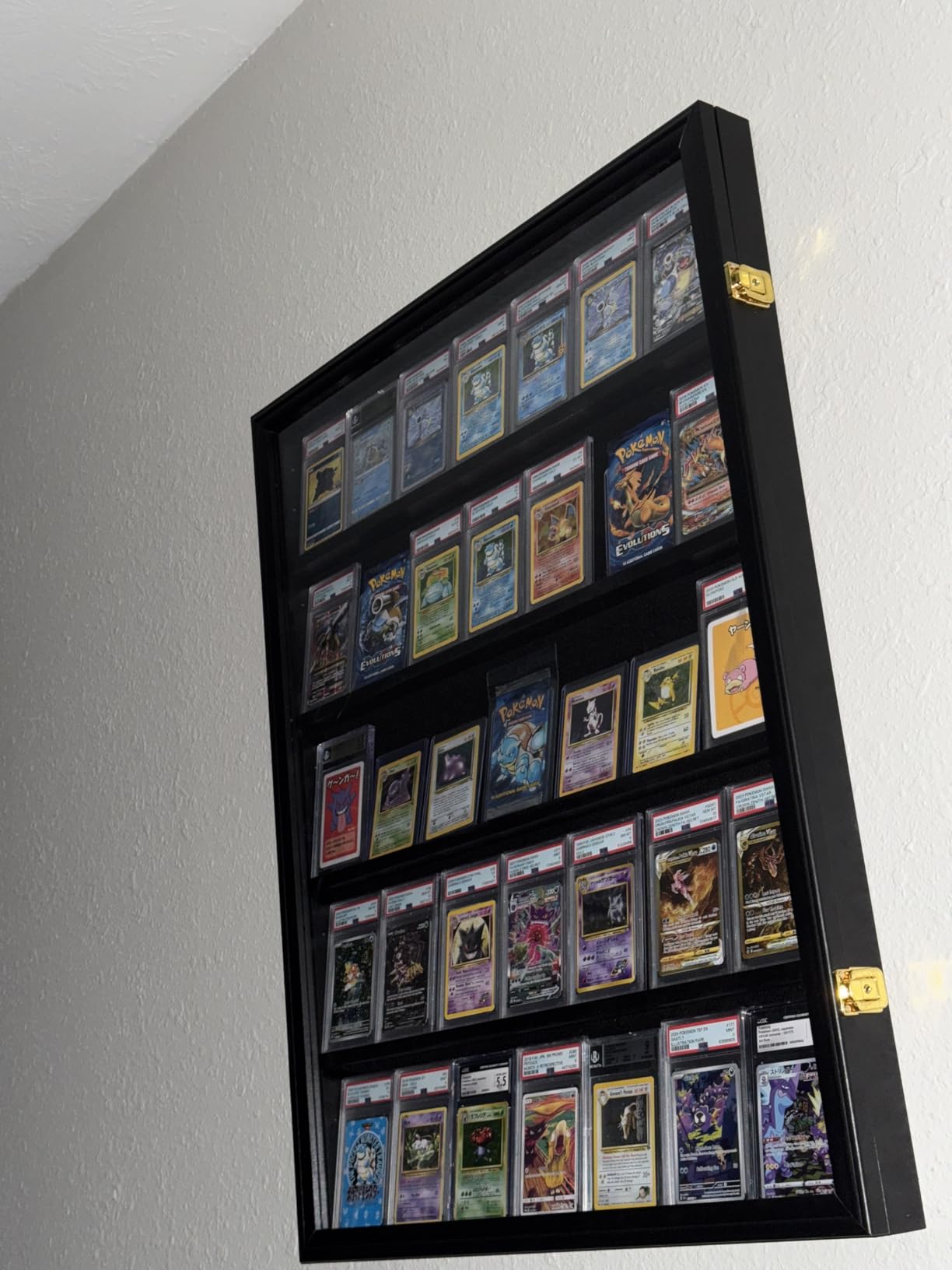 35 Graded Sports Card wall-Mounted Display case for Shows, Black | Matte Black Wooden Frame, UV Anti-Yellow Acrylic Panel, Lockable Design, Shockproof Foam Packaging customer photo 1