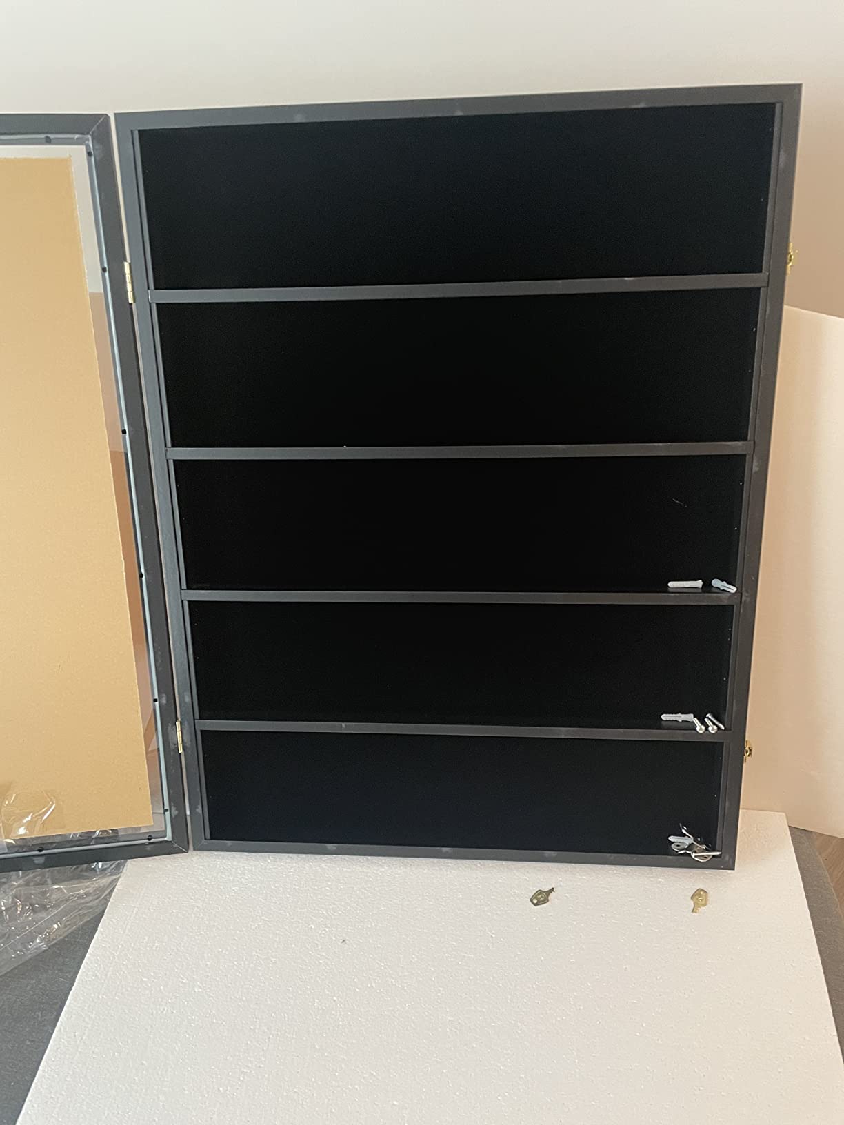 35 Graded Sports Card wall-Mounted Display case for Shows, Black | Matte Black Wooden Frame, UV Anti-Yellow Acrylic Panel, Lockable Design, Shockproof Foam Packaging customer photo 2