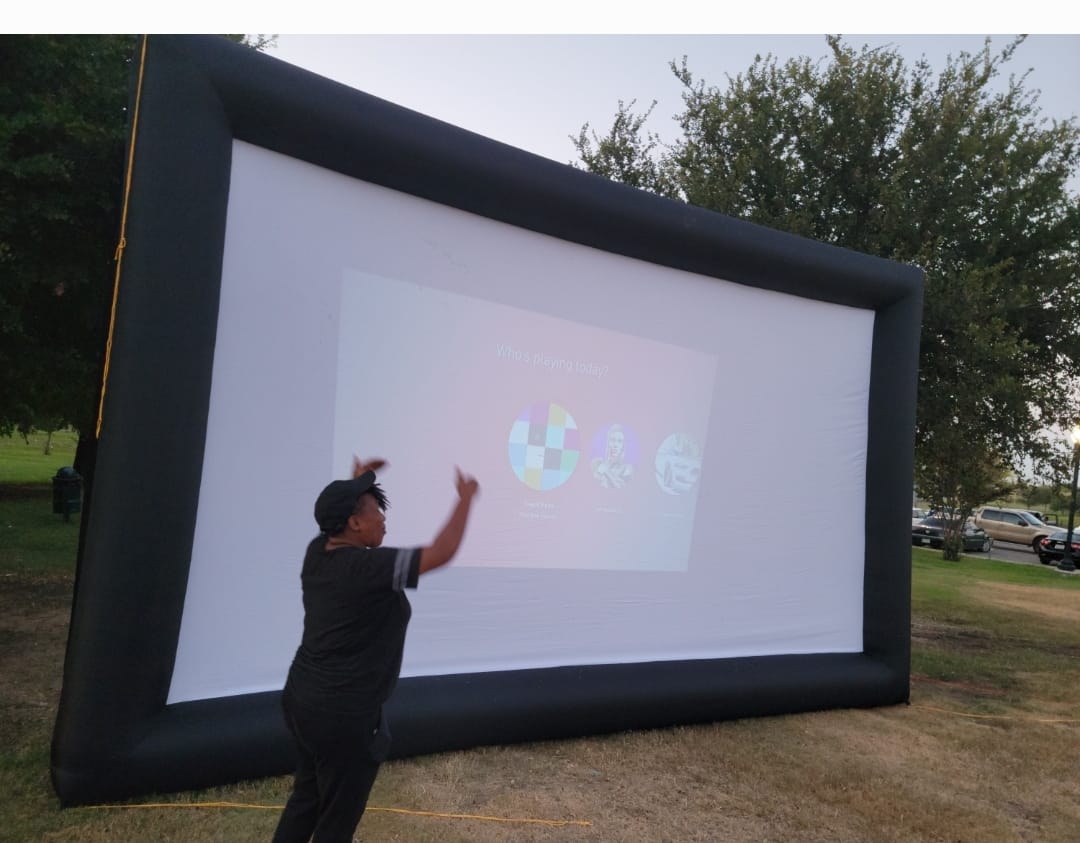 Inflatable Movie Screen Outdoor Projector Screen for Outside 25ft, Large Blow Up Screens Front and Rear Projection with Air Blower, Best for Movie Nights Backyard Home Theater customer photo 1