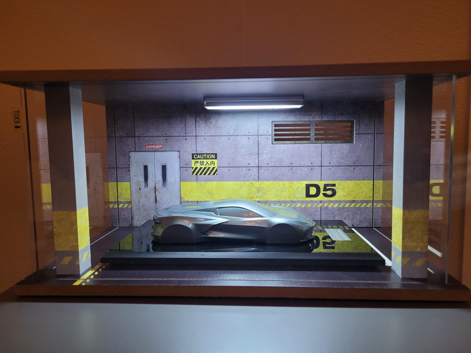 Display Case with Light for 1/18 Diecast Cars | Acrylic Display Case for 1/12 Scale Toy Motorcyle with LED Lighting, D5-3 Open Side Grey customer photo 1