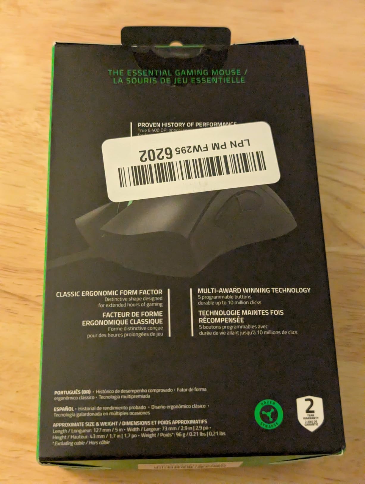 Razer DeathAdder Essential Ergonomic Wired Gaming Mouse, Black | 6400 DPI Optical Sensor, 5 Programmable Buttons, Rubber Side Grips, Mechanical Mouse Switches customer photo 2