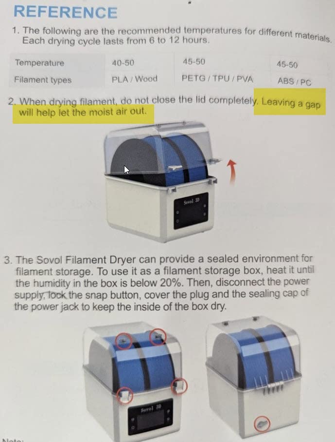 Sovol Filament Dryer 2026, SH01 Filament Dehydrator 3D Printer Spool Holder with Upgraded Fan, Dry Box for Keeping Filament Dry, Compatible with 1.75mm, 2.85mm PLA PETG TPU ABS customer photo 2