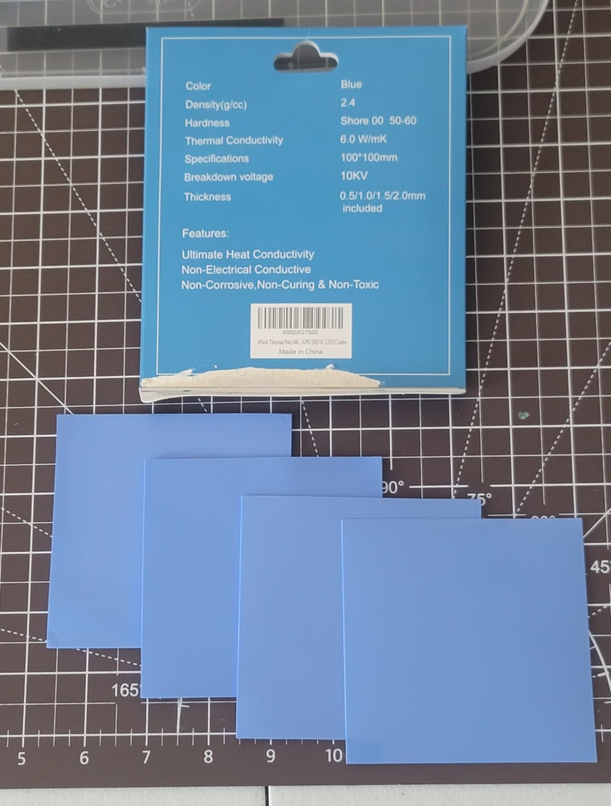 OwlTree 4 Pack Thermal Pad, 100x100mm 0.5mm 1mm 1.5mm 2mm Highly Efficient Thermal Conductivity 6.0 W/mK customer photo 2