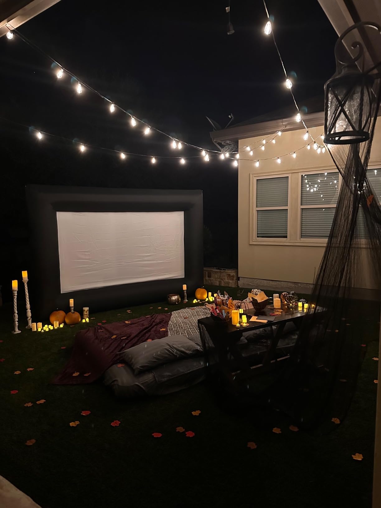 CZGBRO Inflatable Projector Screen - 14FT Outdoor Movie Screen | Blow Up Projector TV Screen with Air Blower, Front & Rear Projection 16:9 for Backyard Party Movie Night Theater customer photo 1