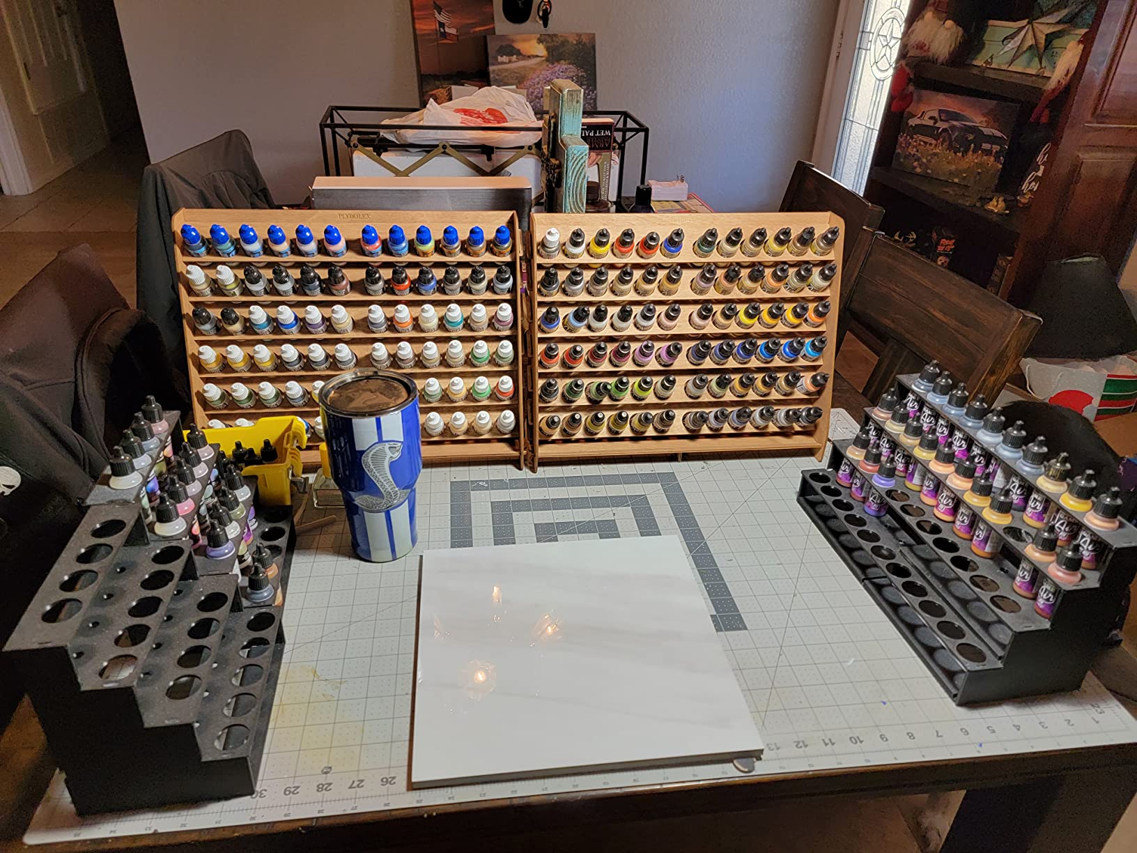 Wall Paint Holder - Works for Warhammer 40K, DnD, Other Figurines - 72 Holes for Vallejo Paint Bottles - Plywood Rack for Wall and Desk customer photo 2