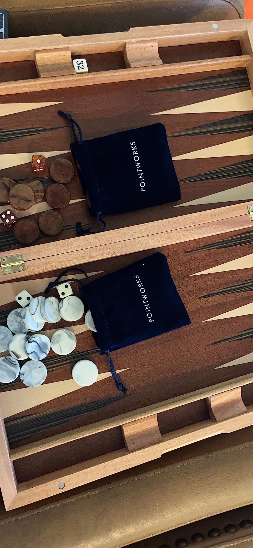 Pointworks 17 Inch Backgammon Sets for Adults. Beautiful Wood Inlaid Backgammon Board Game Set with Unique Checkers & Dice. Large Back Gammon Game Sets Travel Size for 2 Players Nardi or Tavla customer photo 1