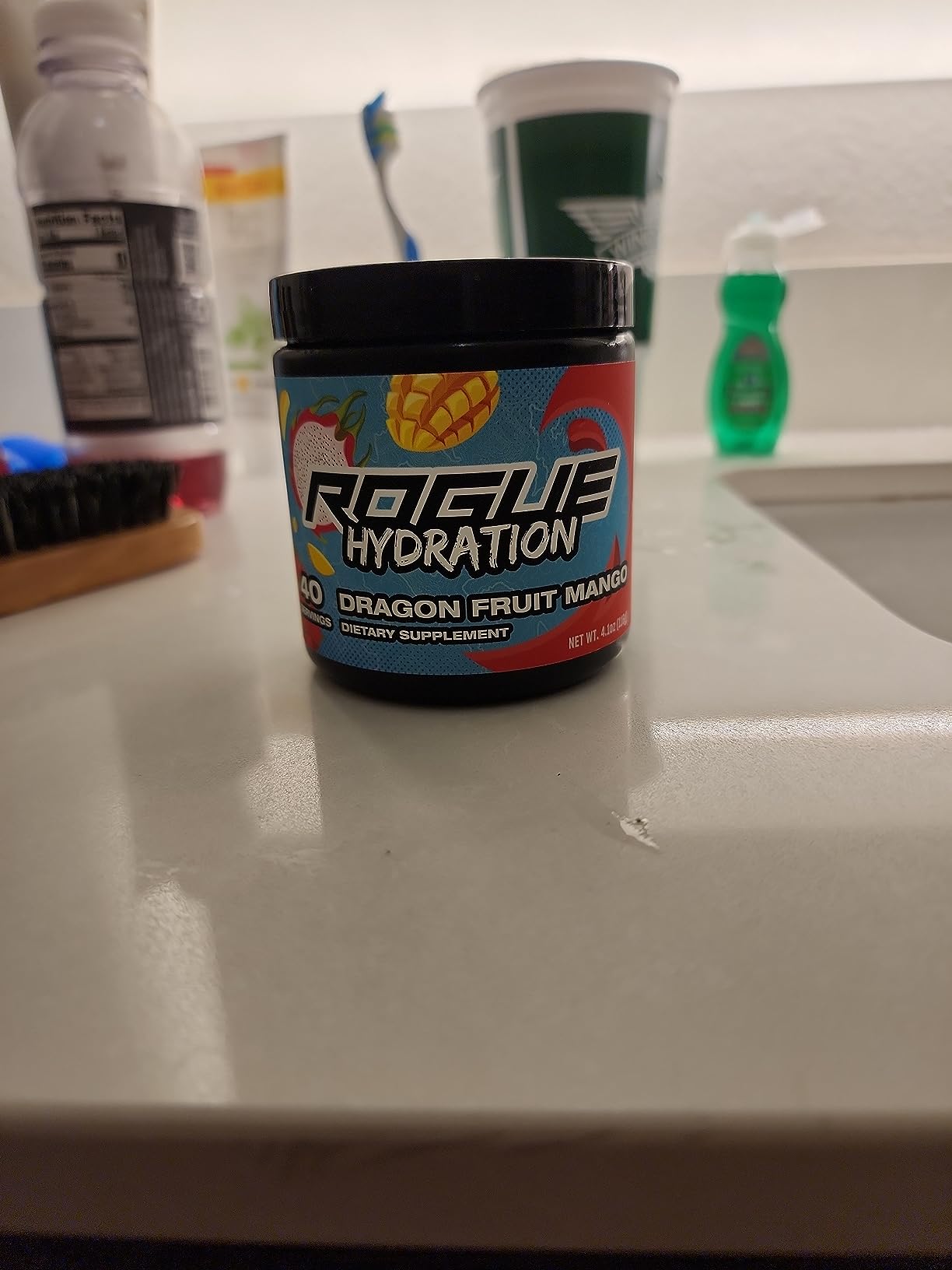 Rogue Energy Gaming Drink, Hydration & Focus Beverage, Esports & Gamer Supplement, Sugar & Gluten Free (Dragon Fruit Mango 40 Servings) customer photo 1