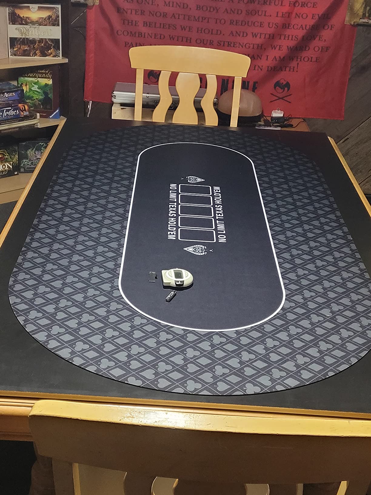70 x 35 Inch Poker Mat for Table, Texas Hold'em Poker Table Top Mat with Carrying Bag, Waterproof Anti-Slip Rubber Blackjack Mat for Home Game Nights Up to 8 Players customer photo 1