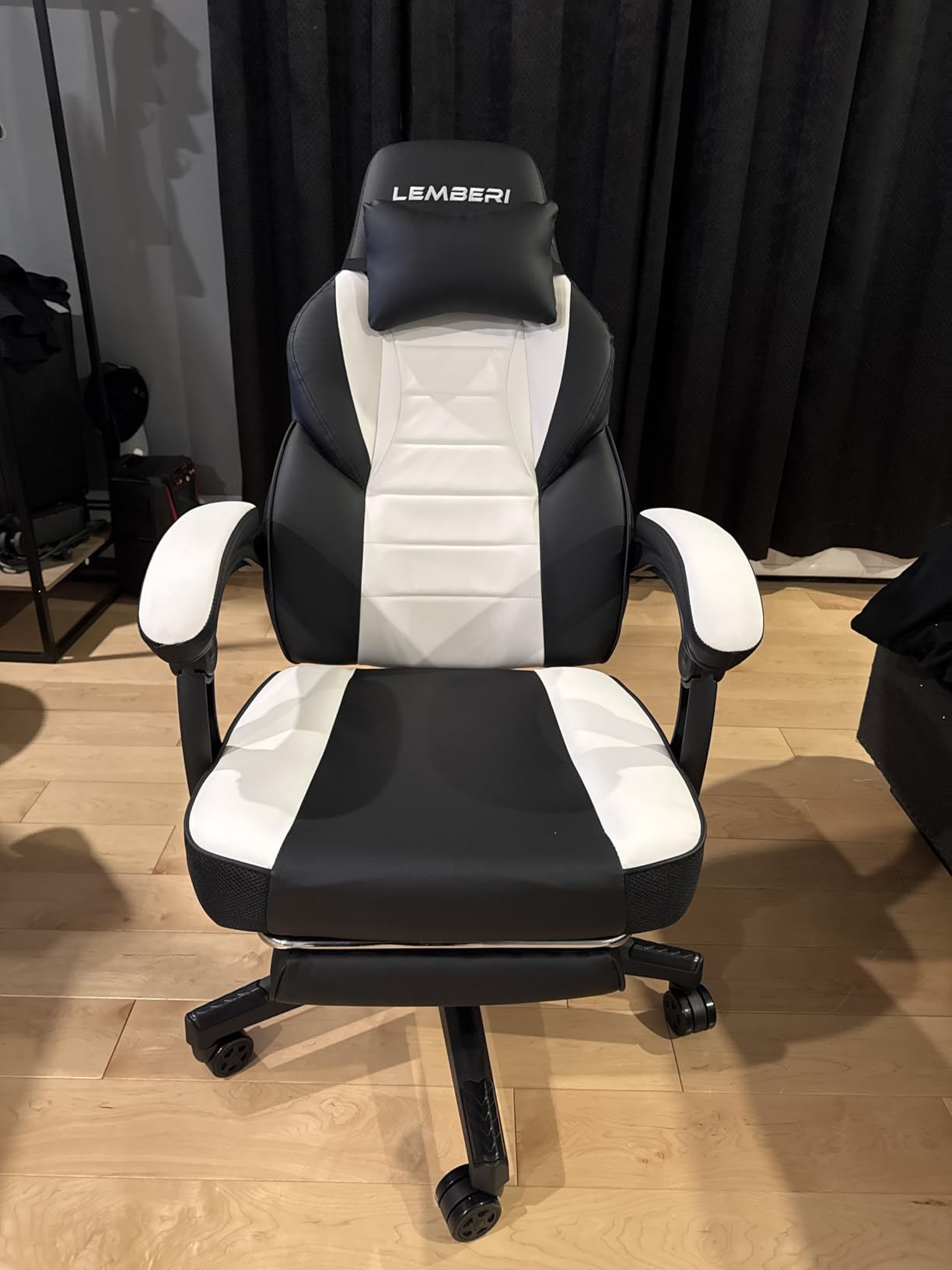 LEMBERI Big and Tall Gaming Chair, 400lb Capacity, Red | Heavy-duty steel frame, wide seat & high back, PU leather, massage lumbar cushion, footrest, linkage armrests for office customer photo 1