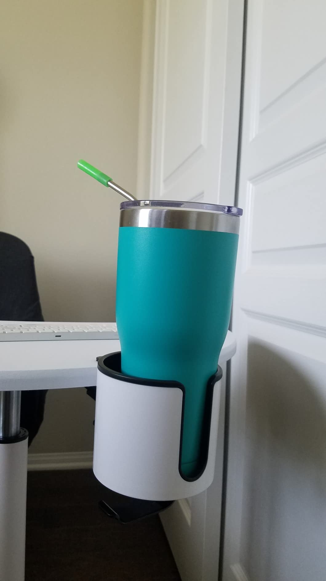 GUNKING Luxury 2-in-1 Anti-Spill Cup Holder with Headphone Hanger (White) | MULTI-SCENE USE - Works on office cubicles, gaming desks, dorm tables, and outdoor camping setups customer photo 2