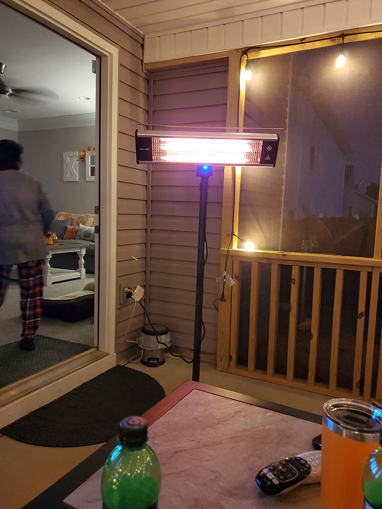 SereneLife Infrared Patio Heater 1500W Electric Heater Indoor/Outdoor Use, Portable Stand with Remote Control, IP65 Approved, 360° Tip-Over Safety Switch for Restaurant, Patio, Backyard, Garage, Decks customer photo 1