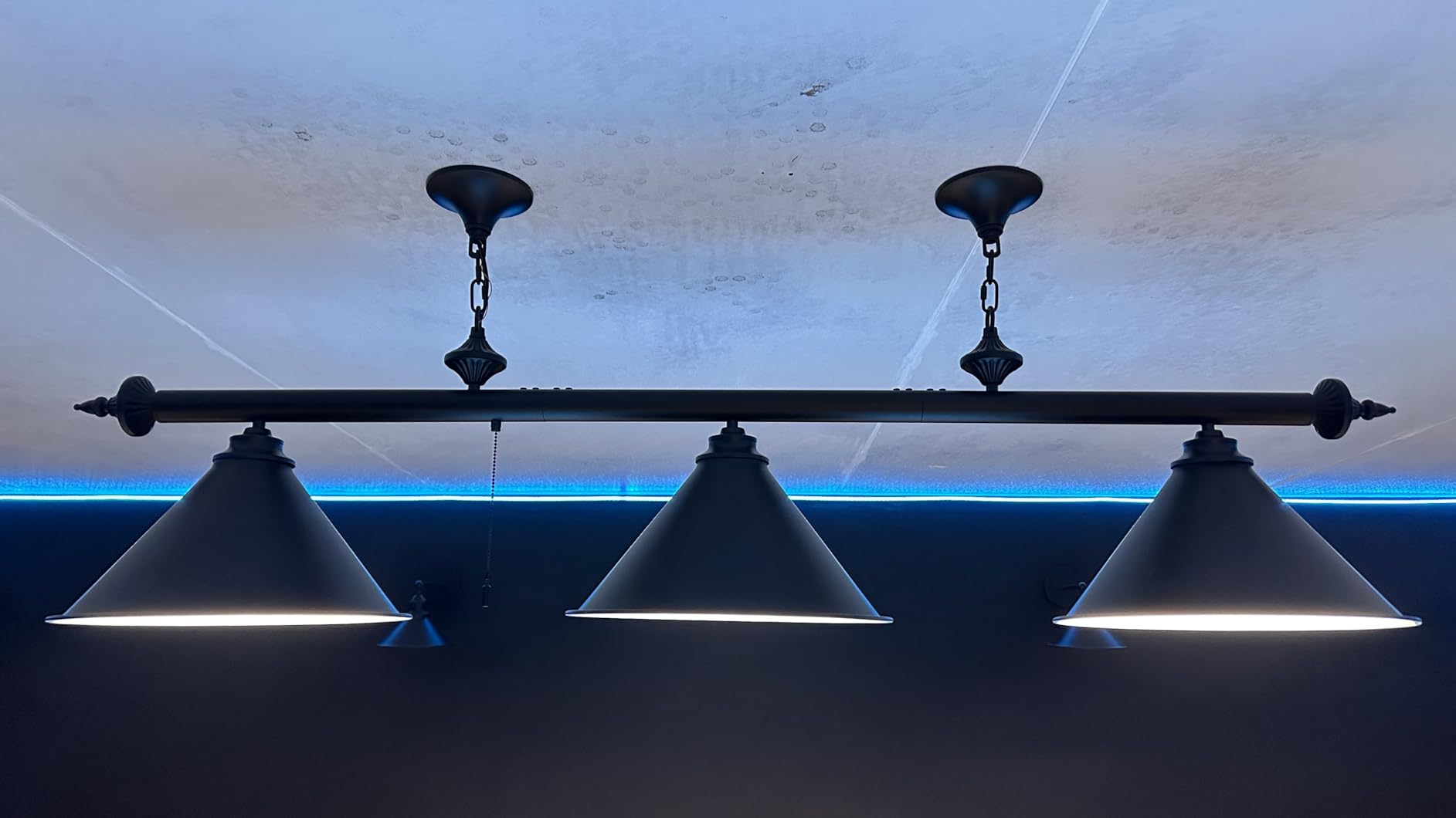 mirrea 59in Billiard Pool Table Light with Pull Chain Switch on Pendant Light Fixture 3 Lights with Matte Black Shade customer photo 2
