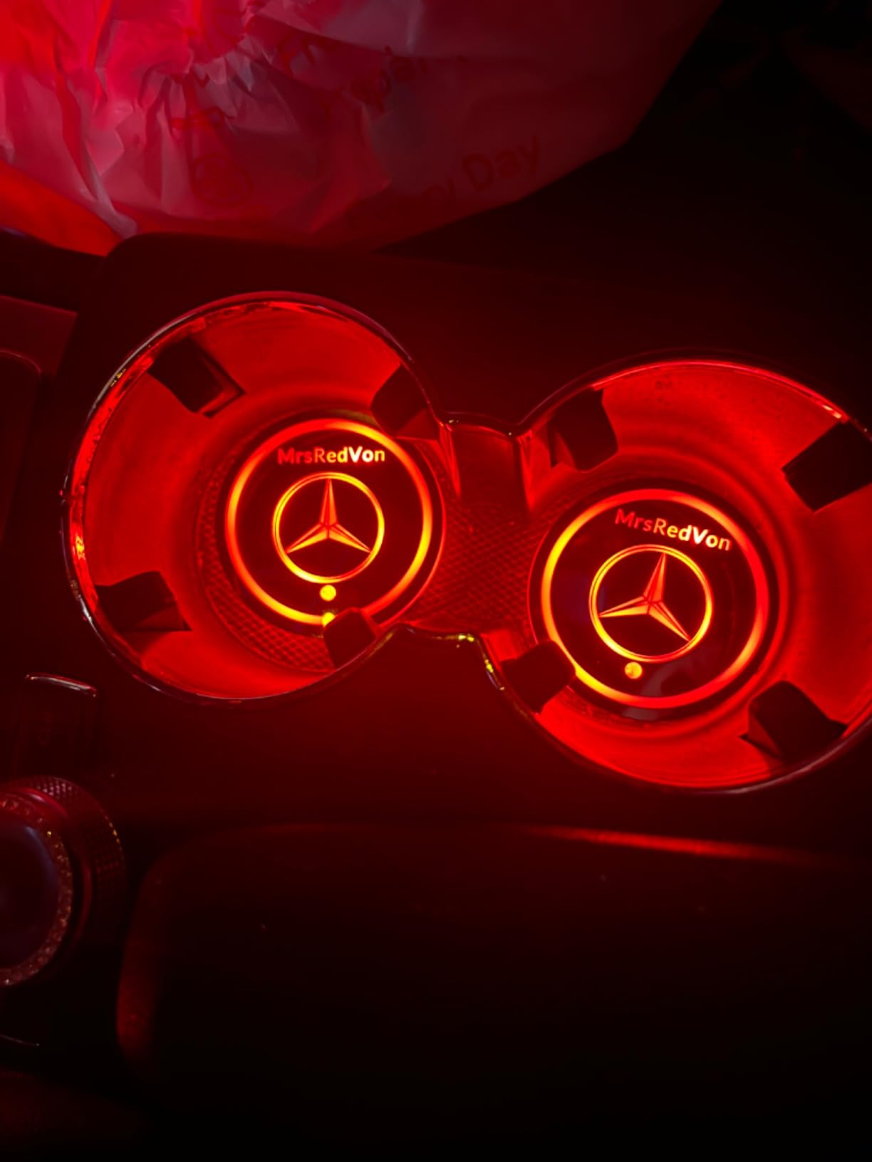 NewL Custom Logo Led Cup Holder Lights 7 Colors USB Charging Mat Cup Pad | Personalized logo, 7-color RGB LED cup coasters with light & vibration sensor. Auto light up in dark, fit all car cup holders customer photo 2