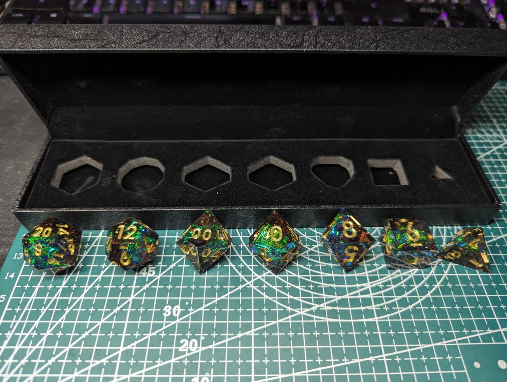 Mini Planet DND with Sharp Edges Inclusions Dungeons and Dragons Handmade Gemstone Polyhedral Handcrafted Dice Set customer photo 1
