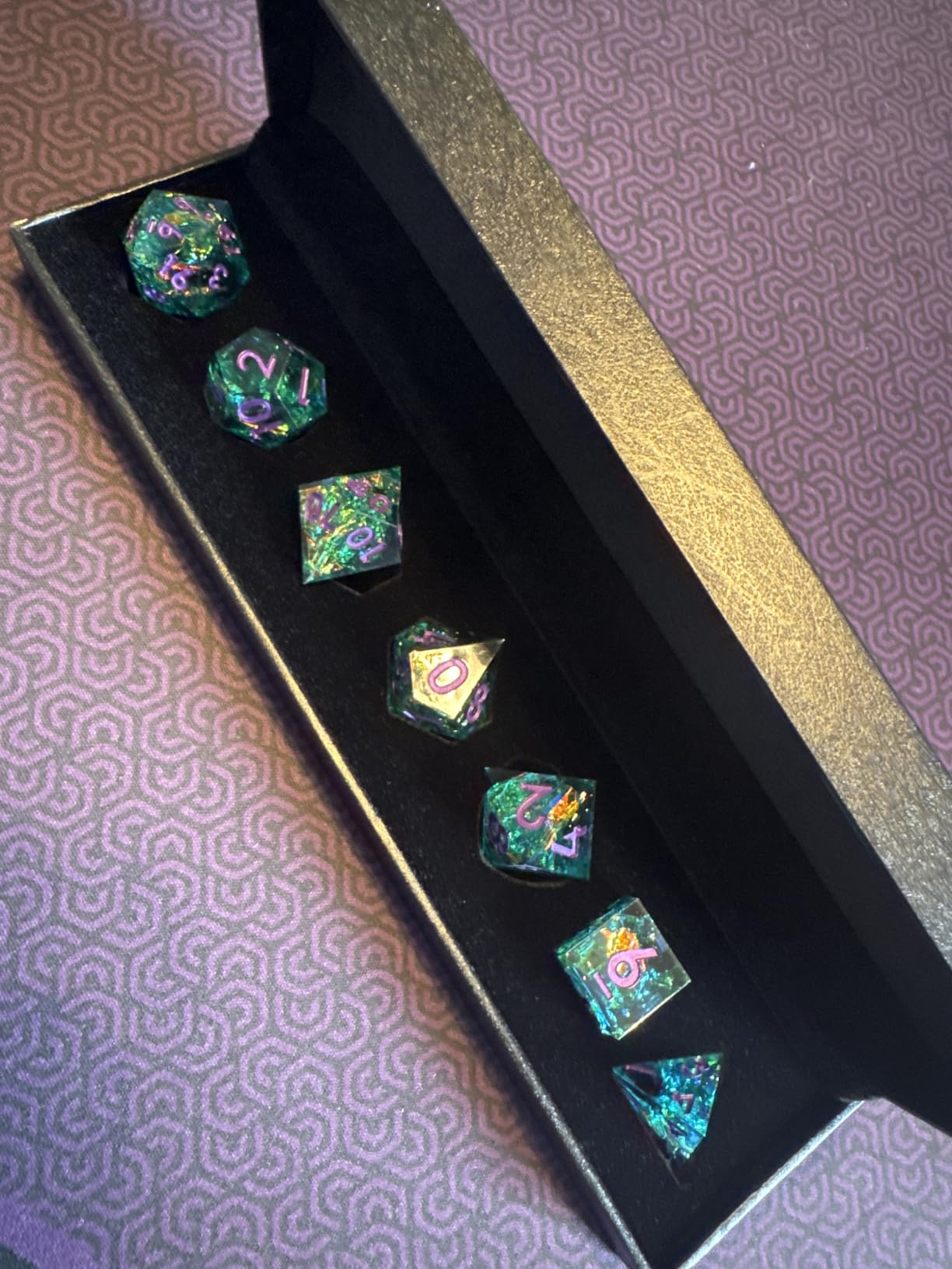 Mini Planet DND with Sharp Edges Inclusions Dungeons and Dragons Handmade Gemstone Polyhedral Handcrafted Dice Set customer photo 2