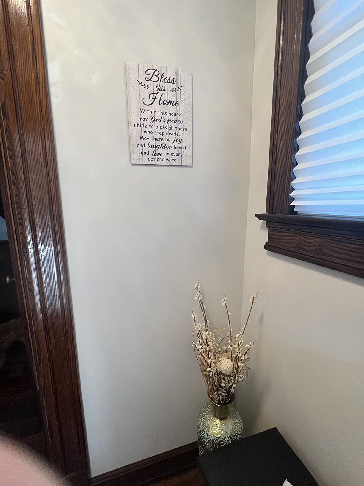 Bless This Home Wood Sign, Housewarming Gift, 13.8 x 11 Inches, Brown customer photo 1
