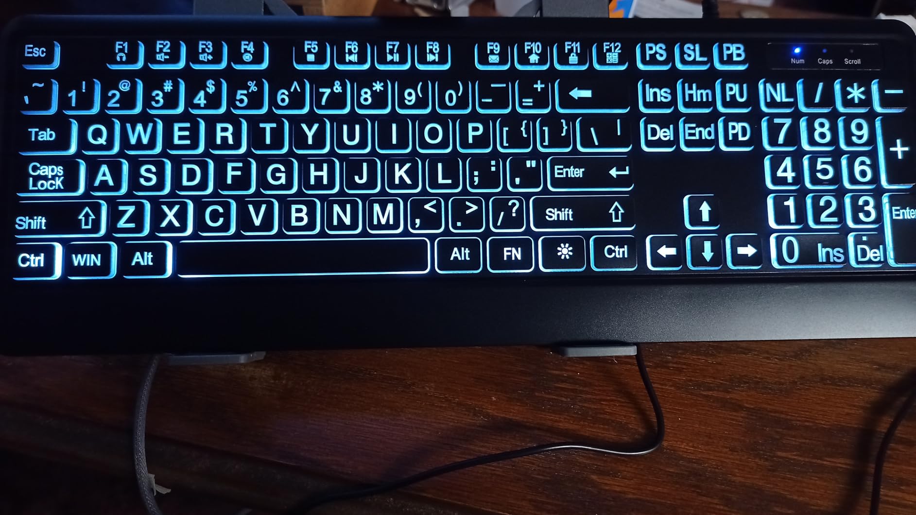 KOPJIPPOM Large Print Backlit Keyboard, USB Wired Computer Keyboard, Full Size Keyboard with White Illuminated LED Compatible for Windows Desktop, Laptop, PC, Gaming, Black customer photo 2