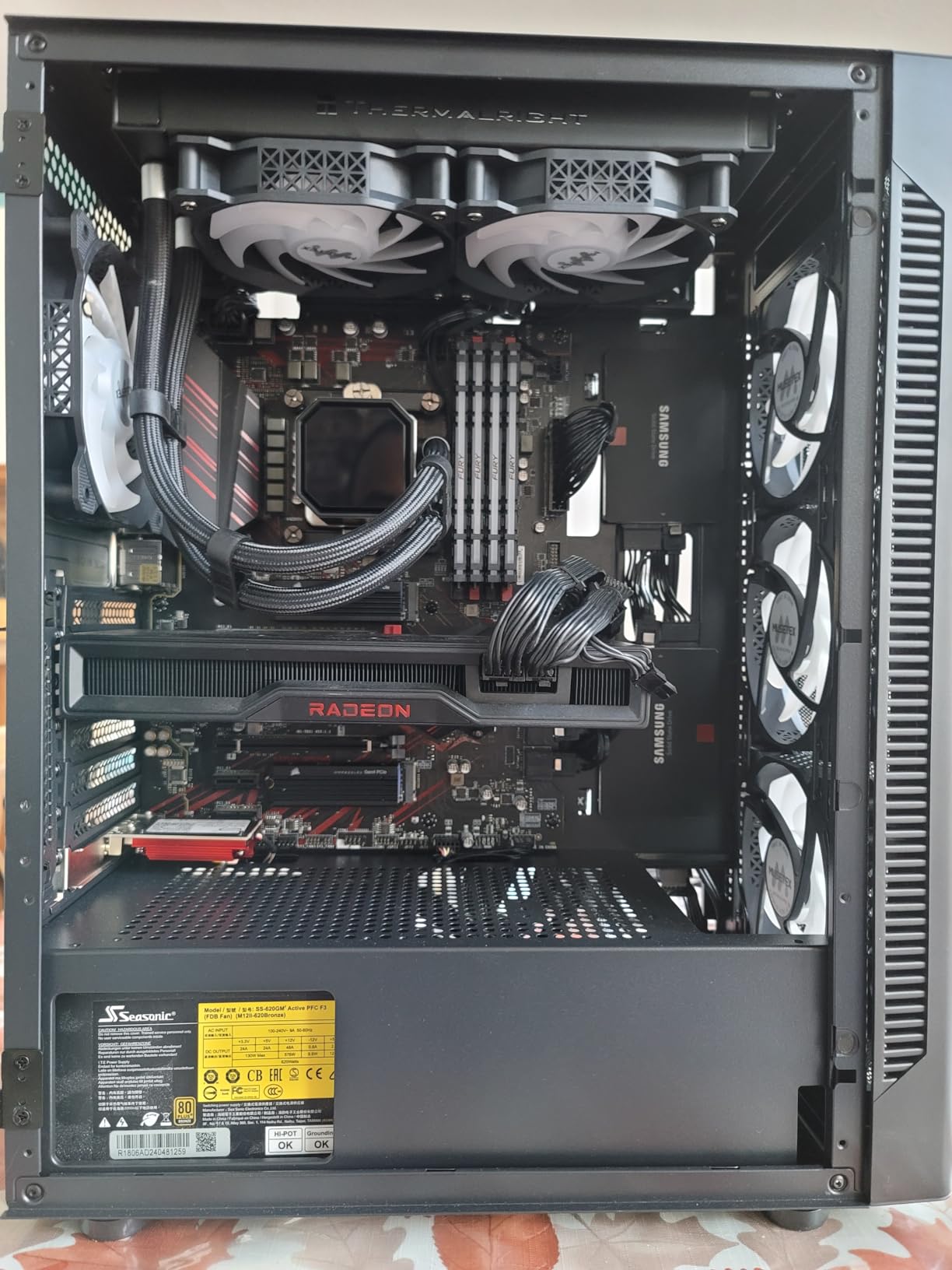 MUSETEX ATX PC Case Pre-Install 6 PWM ARGB Fans, Polygonal Mesh Computer Gaming Case, Opening Tempered Glass Side Panel Mid-Tower Case, USB 3.0 x 2, Black, NN8 customer photo 2
