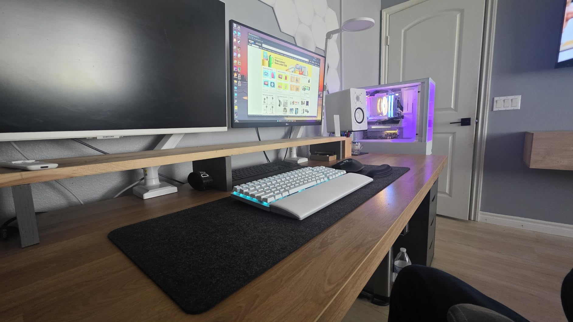 DAWNTREES Felt Desk Mat, Computer Mat for Desk, Dark Gray (36x12Inches) | Non-Slip Large Felt Mouse Pad and Keyboard Mat, Felt Desk Pad for Office and Home, Desktop Protection customer photo 2
