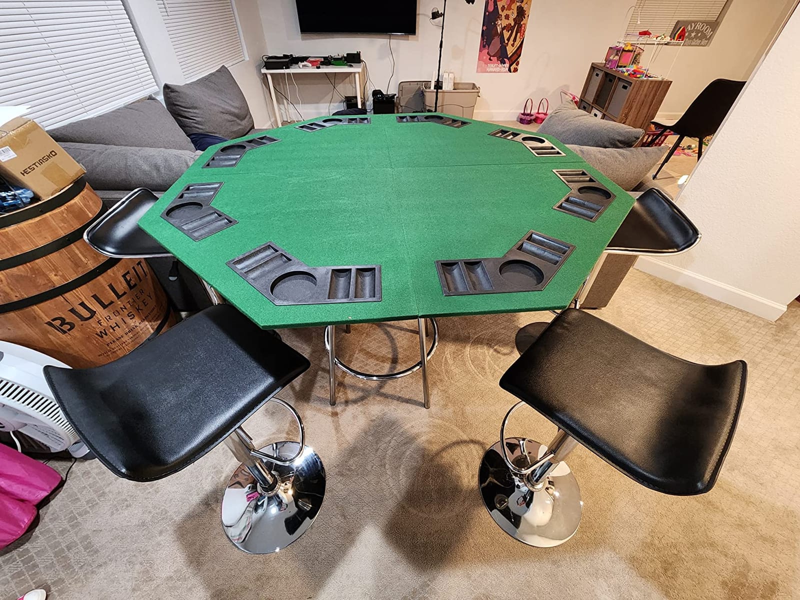 48 Inch 8 Player Foldable Poker Table Top | Poker Table Topper with Texas Hold'em Layout, Cup Holders, Chip Trays, Felt Surface & Carrying Bag for Family Game Nights customer photo 2