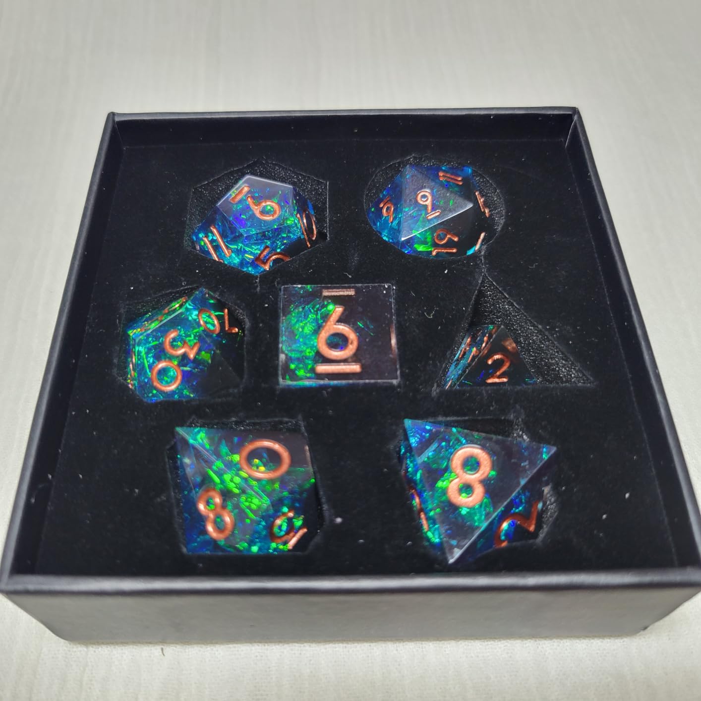 Sharp Edge DND Dice Set Handmade 7 Accessories Dice for Dungeons and Dragons TTRPG Games, Multi-Sided RPG Polyhedral Resin Sharp Edge Dice Roleplaying Games customer photo 2