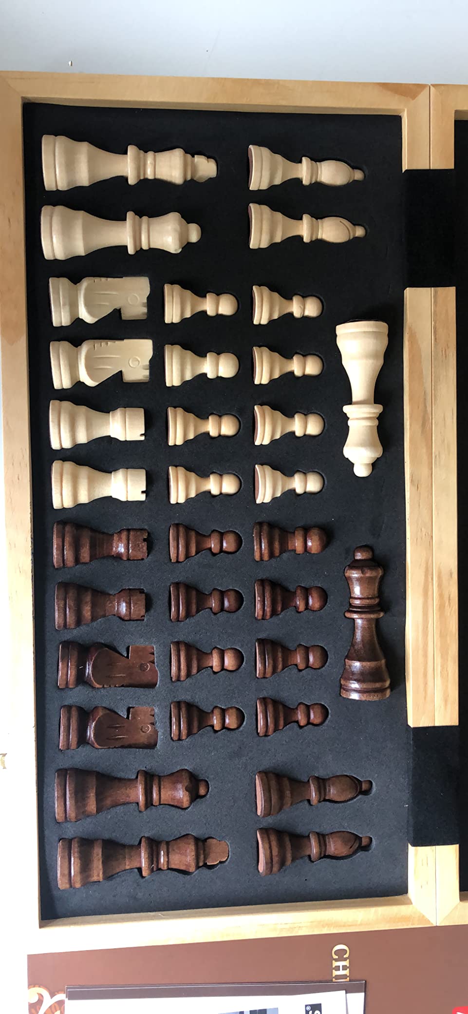 AMEROUS 15'' Magnetic Wooden Chess & Checkers Game Set - 2 Extra Queens - 24 Checkers Pieces - Chessmen Storage Slots, Beginner Chess Set for Kids and Adults, Classic 2 in 1 Board Games customer photo 1