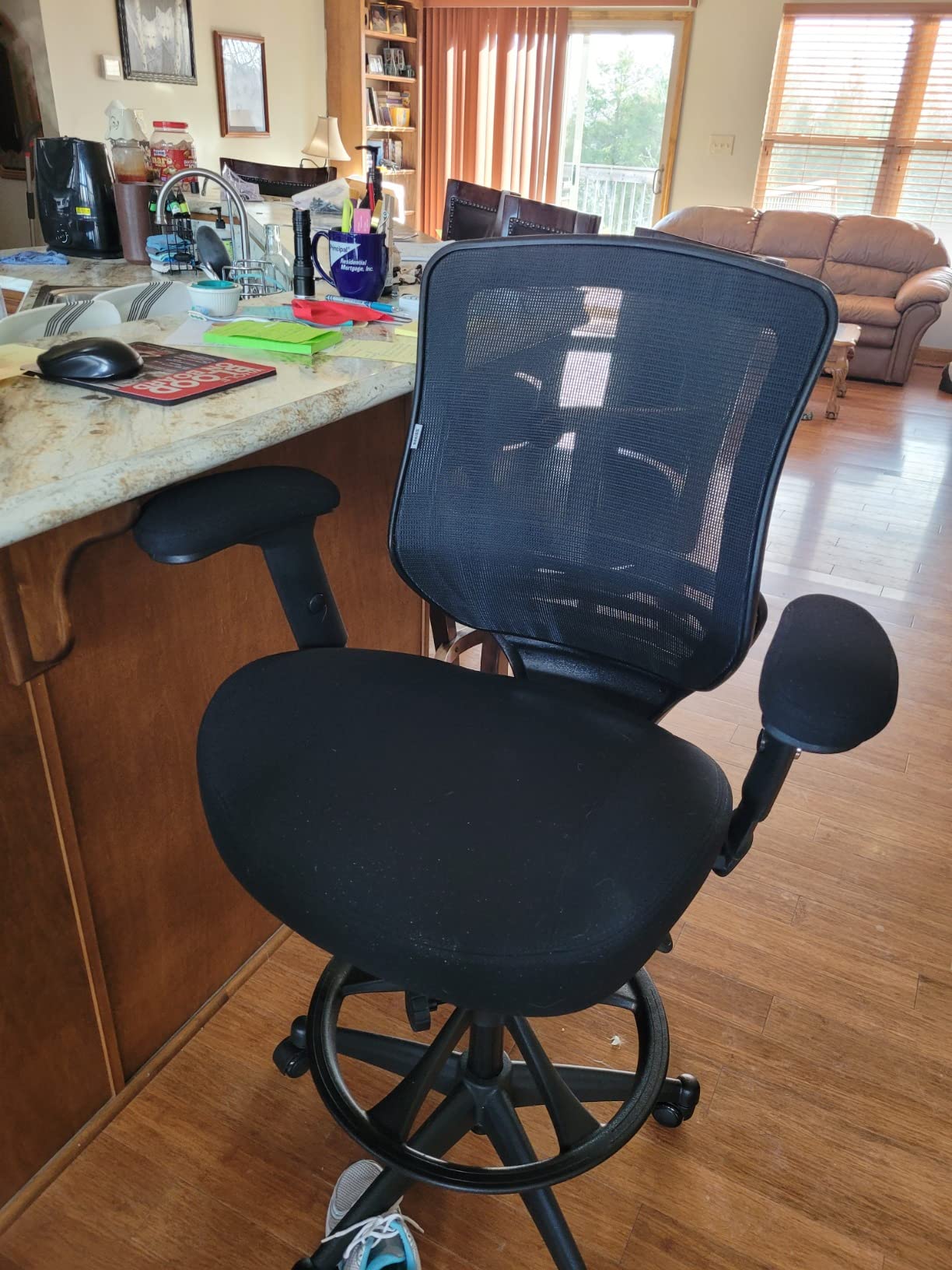 BOLISS 400lbs Mid Back Mesh Ergonomic Drafting Office Chair | for Standing Desk, Extra Wide Seat, 2 locking position, Lower Back Support, Adjustable Foot Ring Height Adjustable Armrest customer photo 1