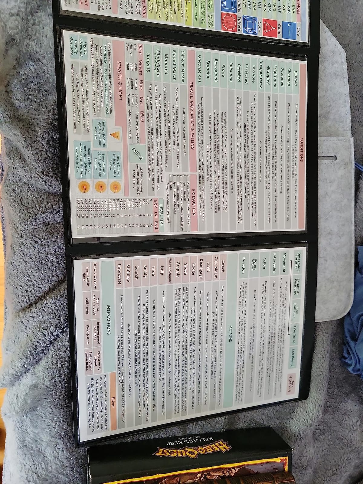 CZYY Faux Leather Dungeon Master Screen, 4-Panel DM Screen with Pockets, 3D Embossed Cover, 4 Erasable A4 Sheet Pockets, Reference Inserts & Felt Case Included, For RPG Sessions & Game Nights customer photo 2