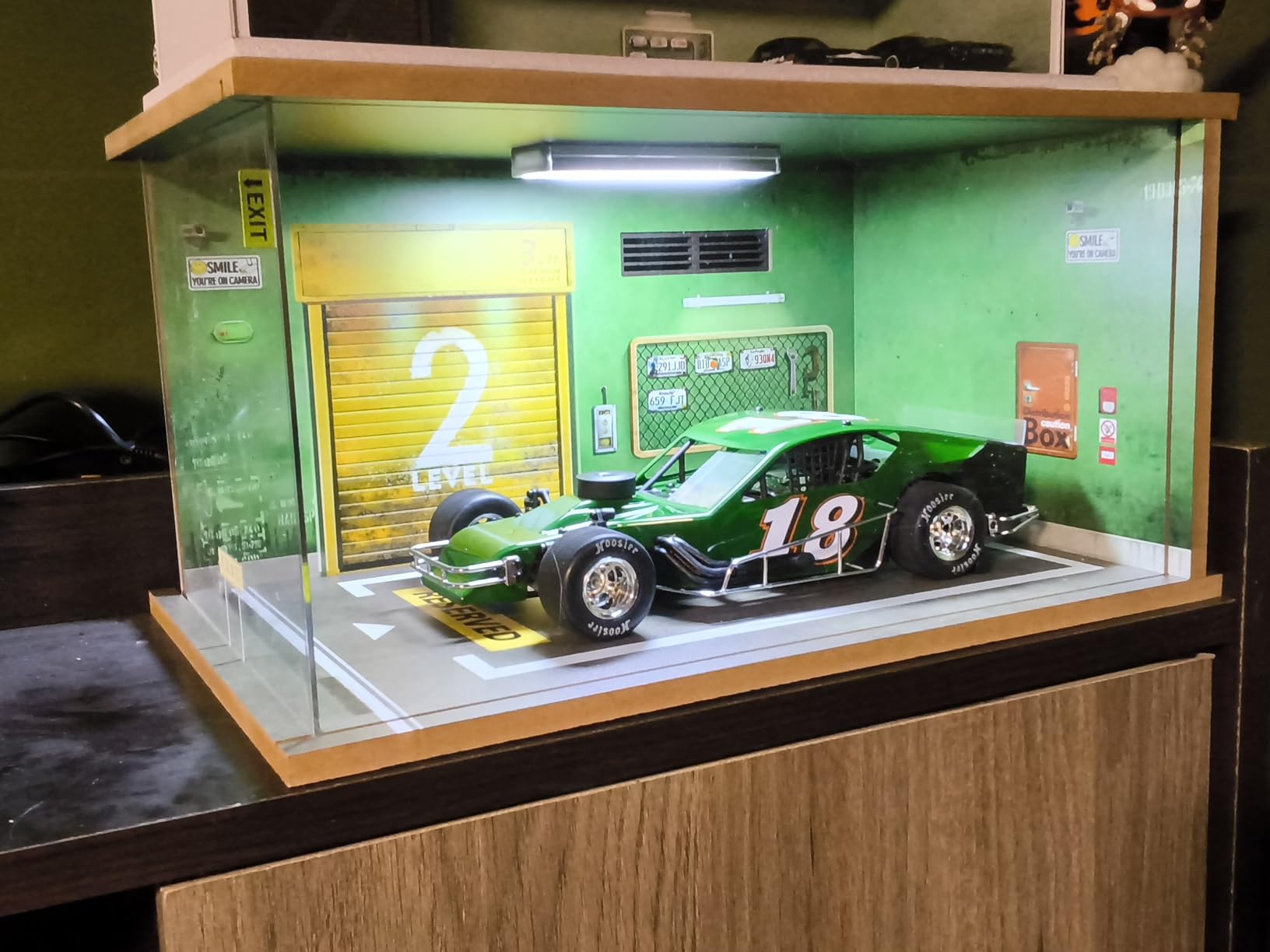 1/18 Scale Model Car Display Case - 1:18 Car Garage Display Case with Clear Acrylic Cover and LED Lighting for Die-Cast Cars, 1 Parking Route 66-Left customer photo 1