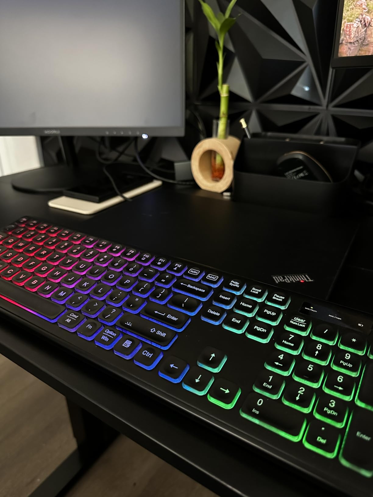 Wireless Keyboard and Mouse Combo with RGB Backlit, Rechargeable | Light Up Letters, Full-Size, Soft Typing, Sleep Mode, 2.4GHz Quiet Keyboard Set for Mac, Windows, Laptop, PC, Trueque KM42Pro customer photo 1