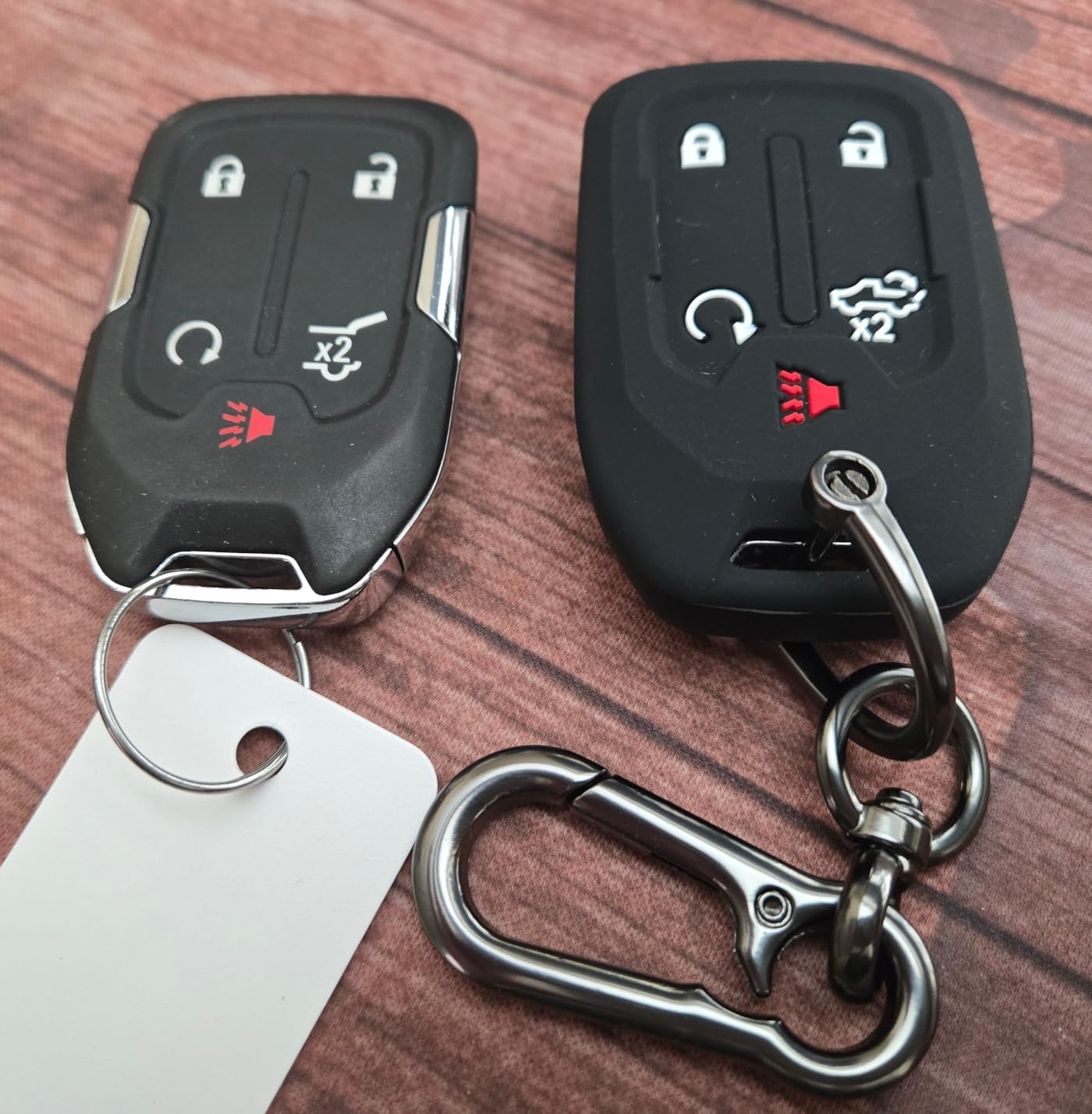 TANDRIVE Silicone Key Fob Cover for 2019-2023 Chevy Silverado GMC Sierra | 2PCS Key Case for Sierra Silverado 1500 2500HD 3500HD Remote Protector 5-Button Black and Black customer photo 1