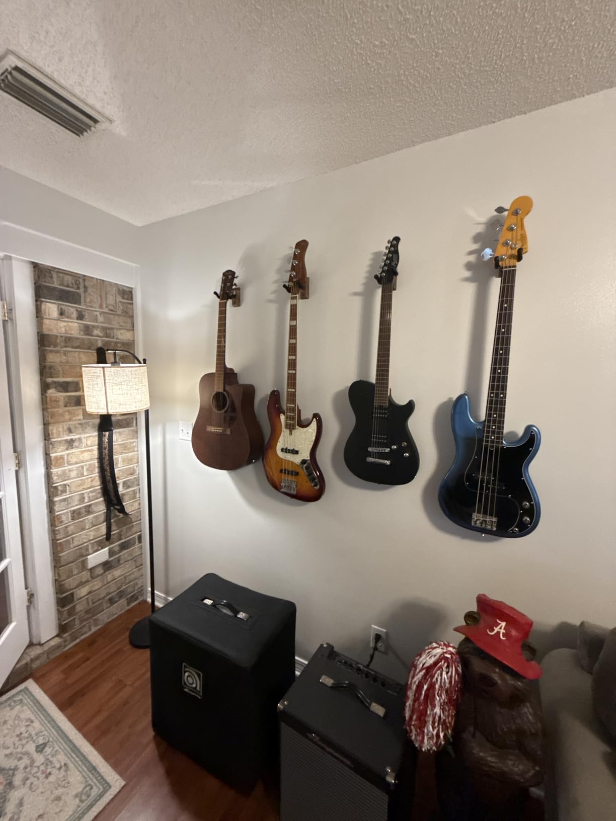 Guitar Wall Mount 2 Pack, Black Walnut Wood Guitar Hanger, U-Shaped Guitar Wall Hanger Mount, Guitar Holder Hook Stand Wall for Acoustic, Electric Guitar, Banjo, Bass, for Guitar Player Men Boy customer photo 1